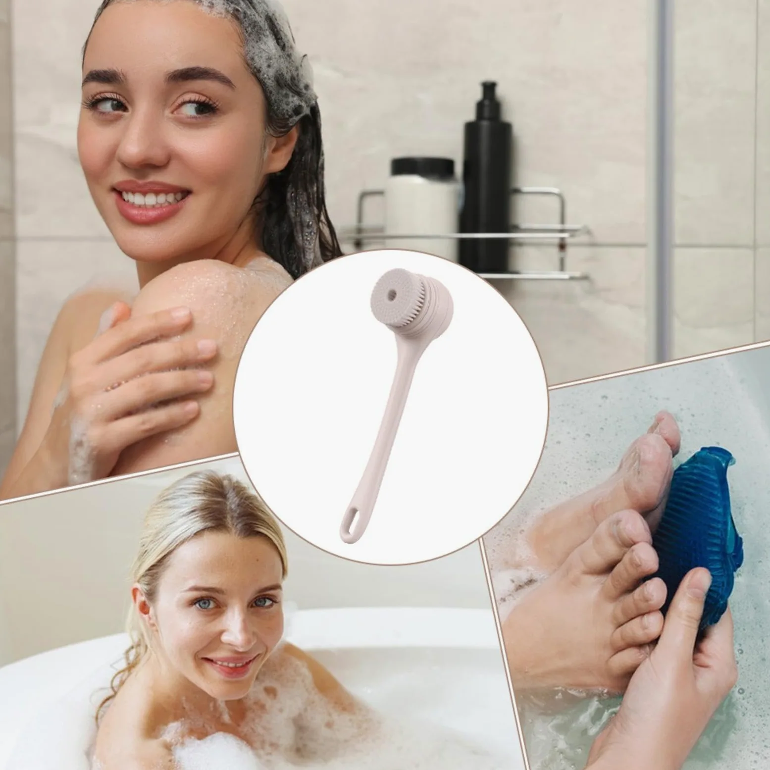 Spazzola elettrica per la schiena, spazzola elettrica da bagno | Spazzola da bagno a doppia maniglia | Spazzola da bagno elettrica | Scrubber per la schiena per doccia | Ricarica USB Sp