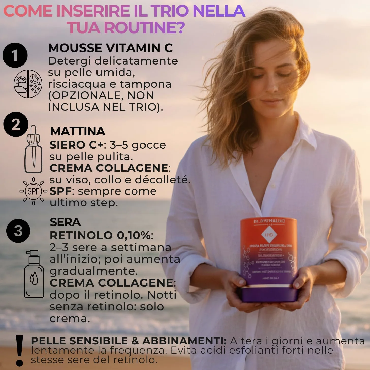 Dr. Dermaluci Lab Cofanetto Regalo Anti-Età Donna BIO - Routine Completa con Retinolo, Collagene & Vitamina C - 2 Sieri + Crema (3×100ml) - Per Pelli Sensibili, Nickel Tested, Made in Italy