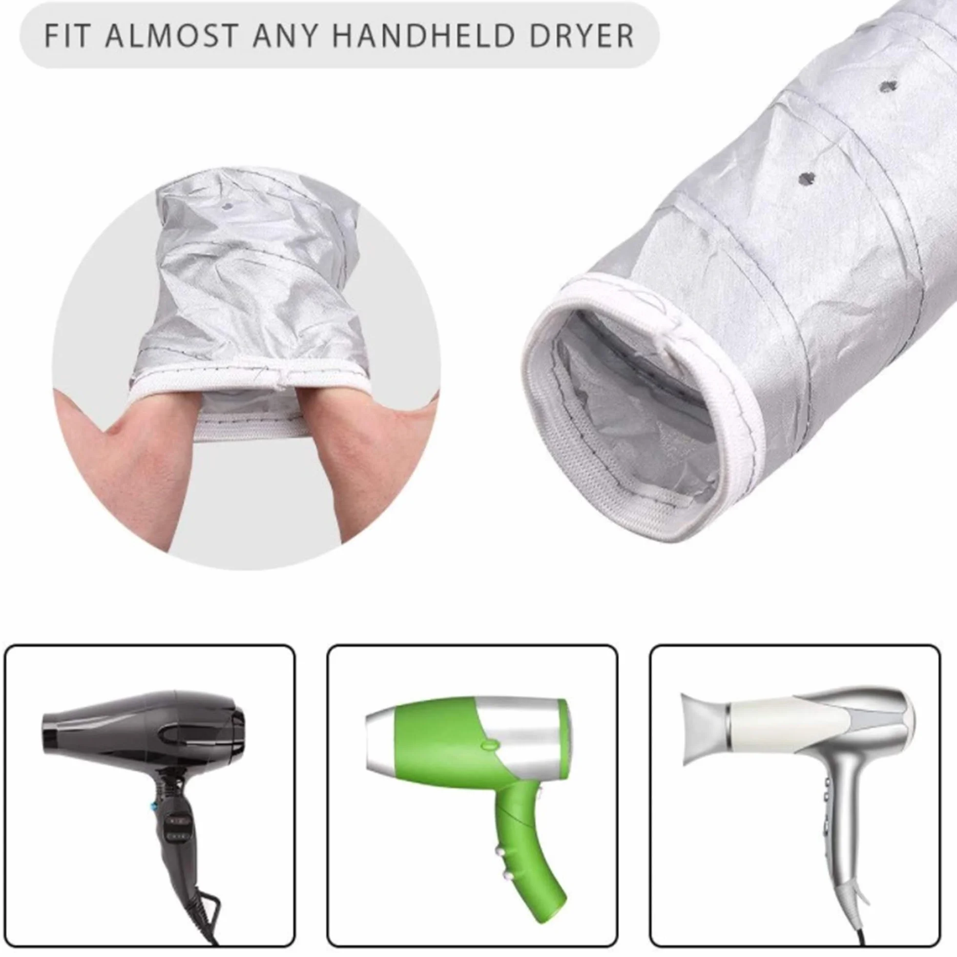 Casco per Asciugatura Capelli, Cuffia per Asciugacapelli Manuali, Regolabile Elastica Cuffia Termica per Capelli, per Asciugatura, Acconciatura, Arricciatura (Grigio)