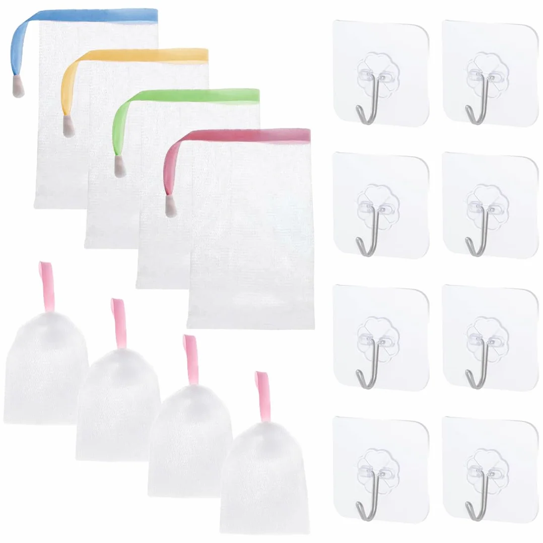 WUSJCOF 8 Pezzi Reti per Pulizia Viso Nylon, Schiumogeno, Confezioni Schiuma Bolla Esfoliante Mesh per Body Face Cleansing Accessorio (Colore Casuale)