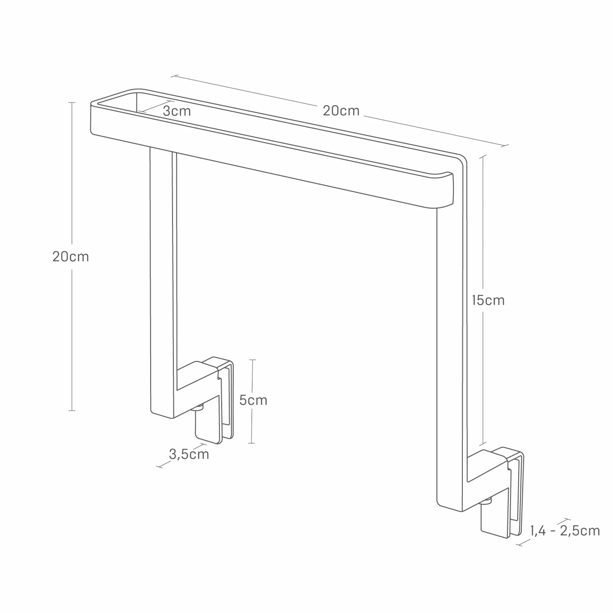 Yamazaki 1590 TOWER Floating Towel Hanger White Steel 20 x 910 x 19.5 cm