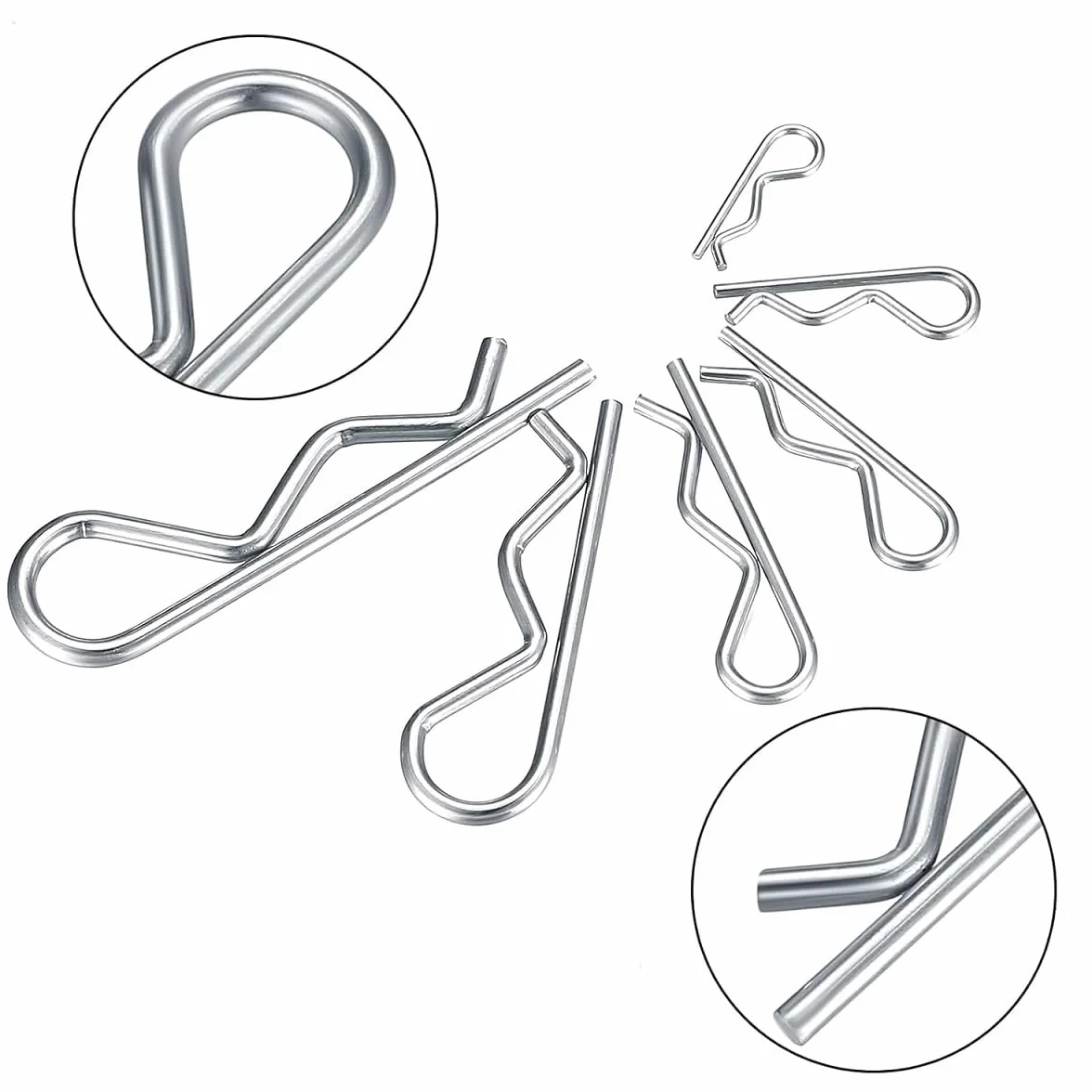 Spine di Sicurezza 100PC Coppiglie Spaccate Set Perno Molla Acciaio Inox per Automobili