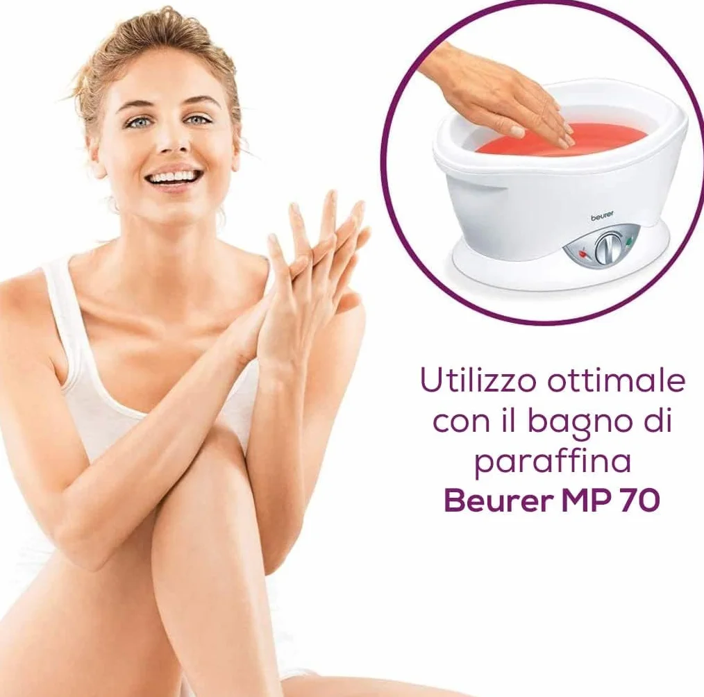 Beurer Set di Ricambi di Paraffina per MP 70 | 2 x 450 g di cera di paraffina | 30 rivestimenti in plastica | Deliziosa cera profumata all'arancia | per una pelle morbida su mani, piedi e gomiti