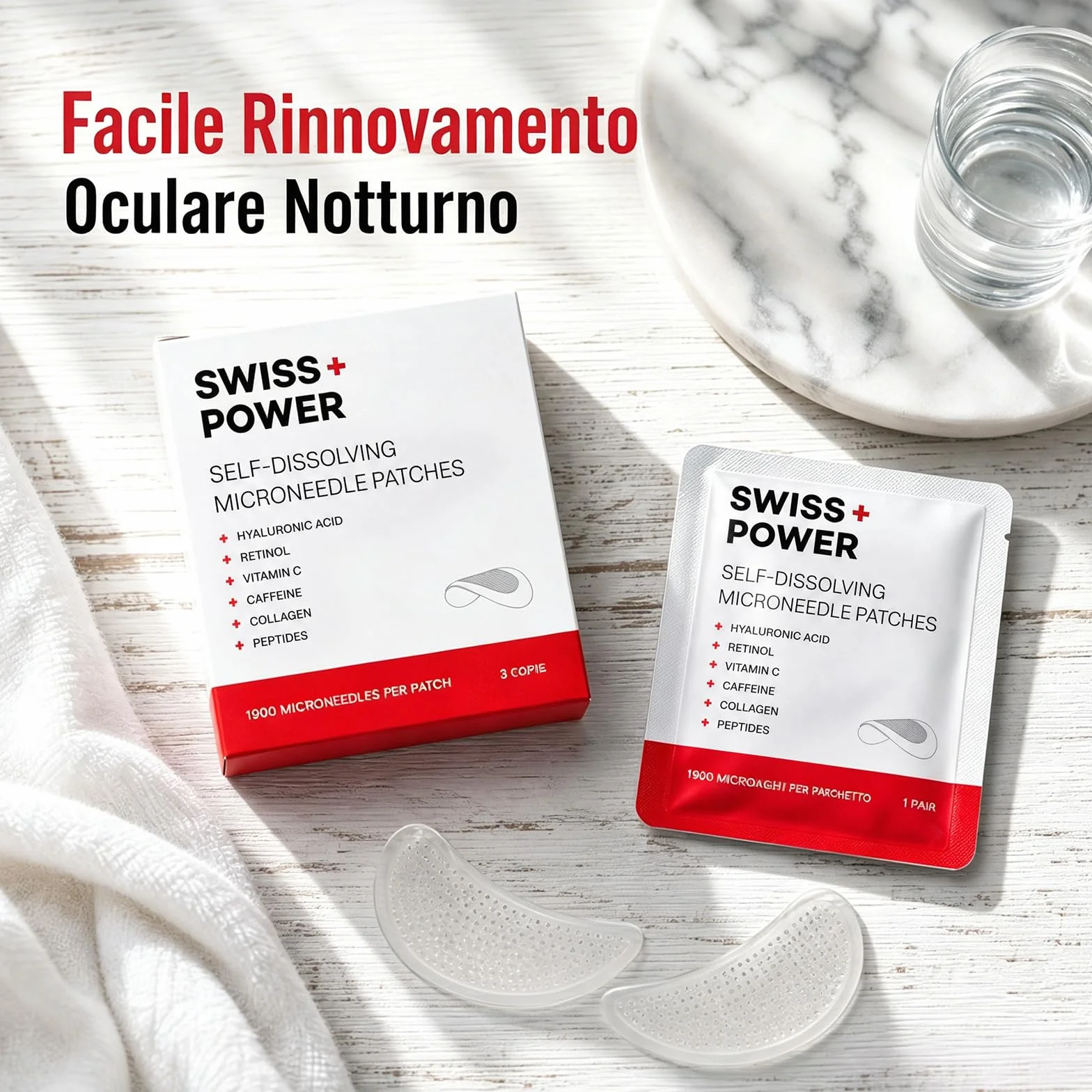 Swiss Power Patch Occhi con Microaghi, 2026 Nuovo Swiss Power Cerotti Occhi Antirughe, Maschera Occhi per Occhiaie e Borse, Siero Energizzante per Occhiaie e Gonfiore, Linee Sottili, Rughe (6)