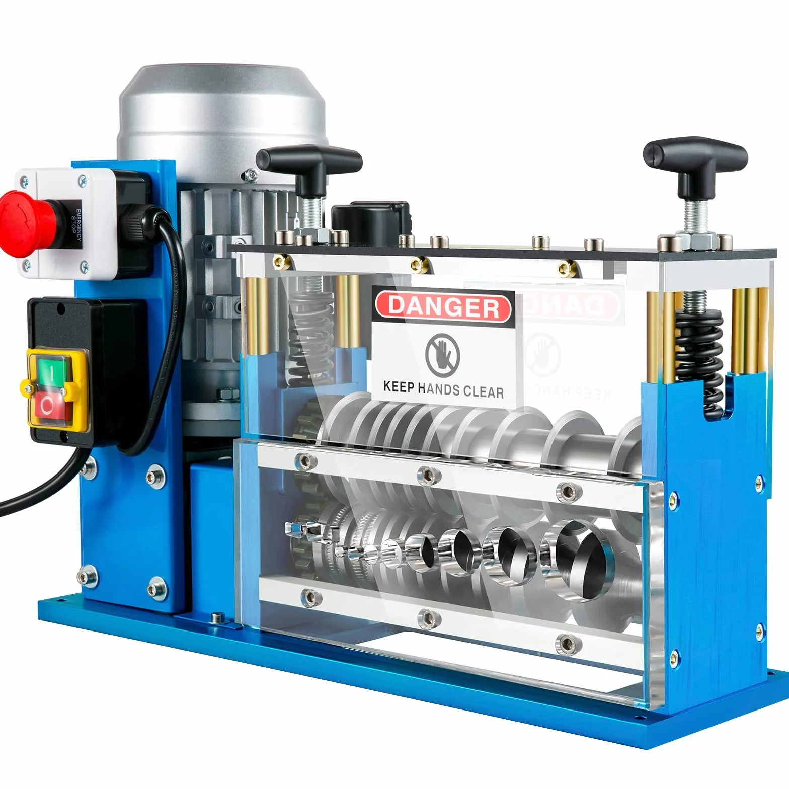 VEVOR Macchina Spelafili Elettrica SMS-038 370 W 220 V 50 Hz Blu Alluminio Acrilico Rame