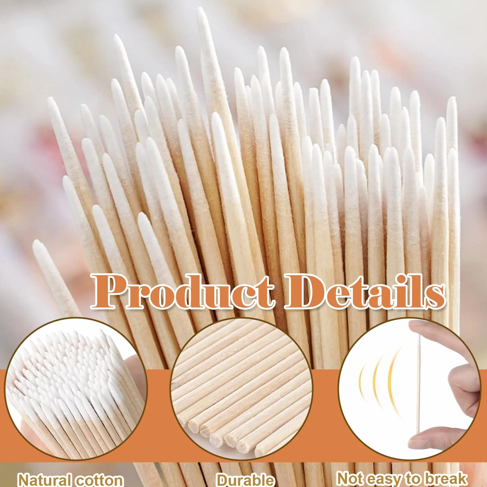 800 Bastoncini Cotone A Punta Precisione In Legno, Senza Pelucchi, Cotton Fioc Trucco, Per Microblading, Correzione Make Up, Pulizia Smalto, Applicatori Beauty.
