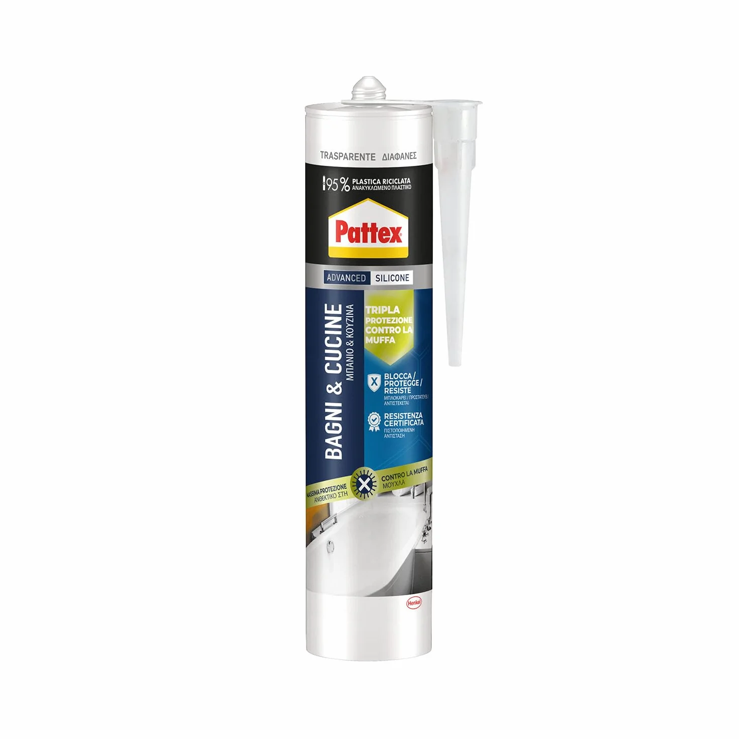 PATTEX Bagni&Cucine Premium Silicone Trasparente Sigillante 280 ml
