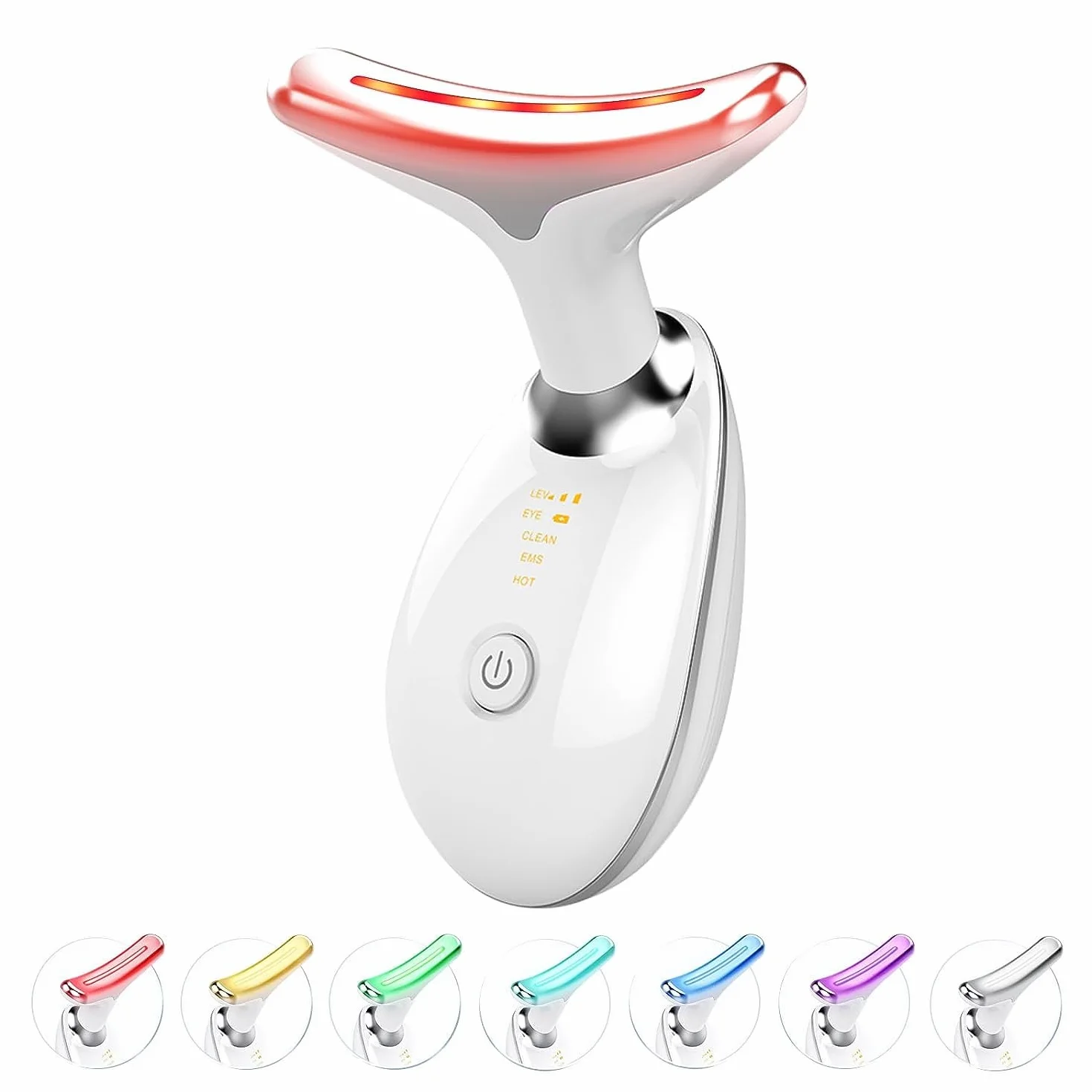 Massaggiatore Viso Lifting Elettrico Antirughe,Impacco Caldo a 45 ℃ Massaggiatore Viso EMS lifting del Collo Rassodante per Tonificare il Viso,Pulizia Profonda Anti-età Rassodamento e Lifting