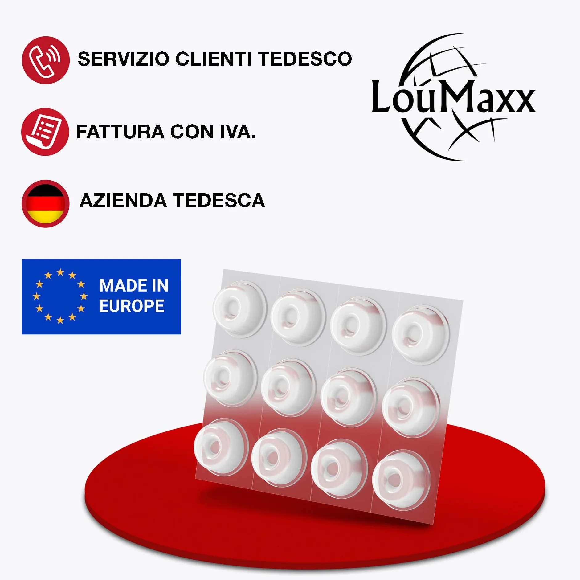 LouMaxx Gommini Paracolpi Piedini Trasparenti Ø 22mm Autoadesivi Set 12