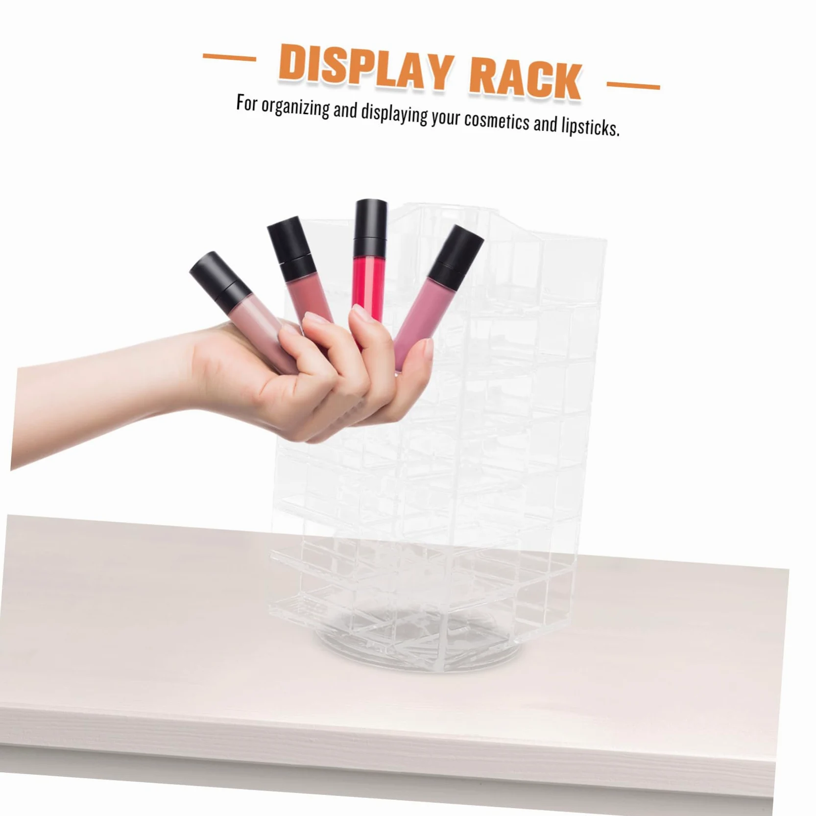 Organizzatore Girevole per Rossetti 53 Scomparti in Acrilico Trasparente | Desktop a Cinque Lati, Design Raffinato e Capienza Ampia, per Cosmetici e Vanity