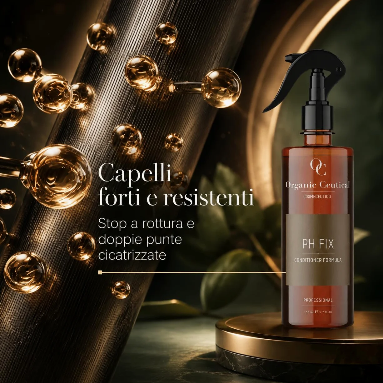 Organic Ceutical Ph Fix Spray Capelli Sigilla Doppie Punte, Trattamento Professionale, Conditioner Ristrutturante Capelli Danneggiati e Spezzati, Effetto Lucidante e Protezione del Colore, 150 ml