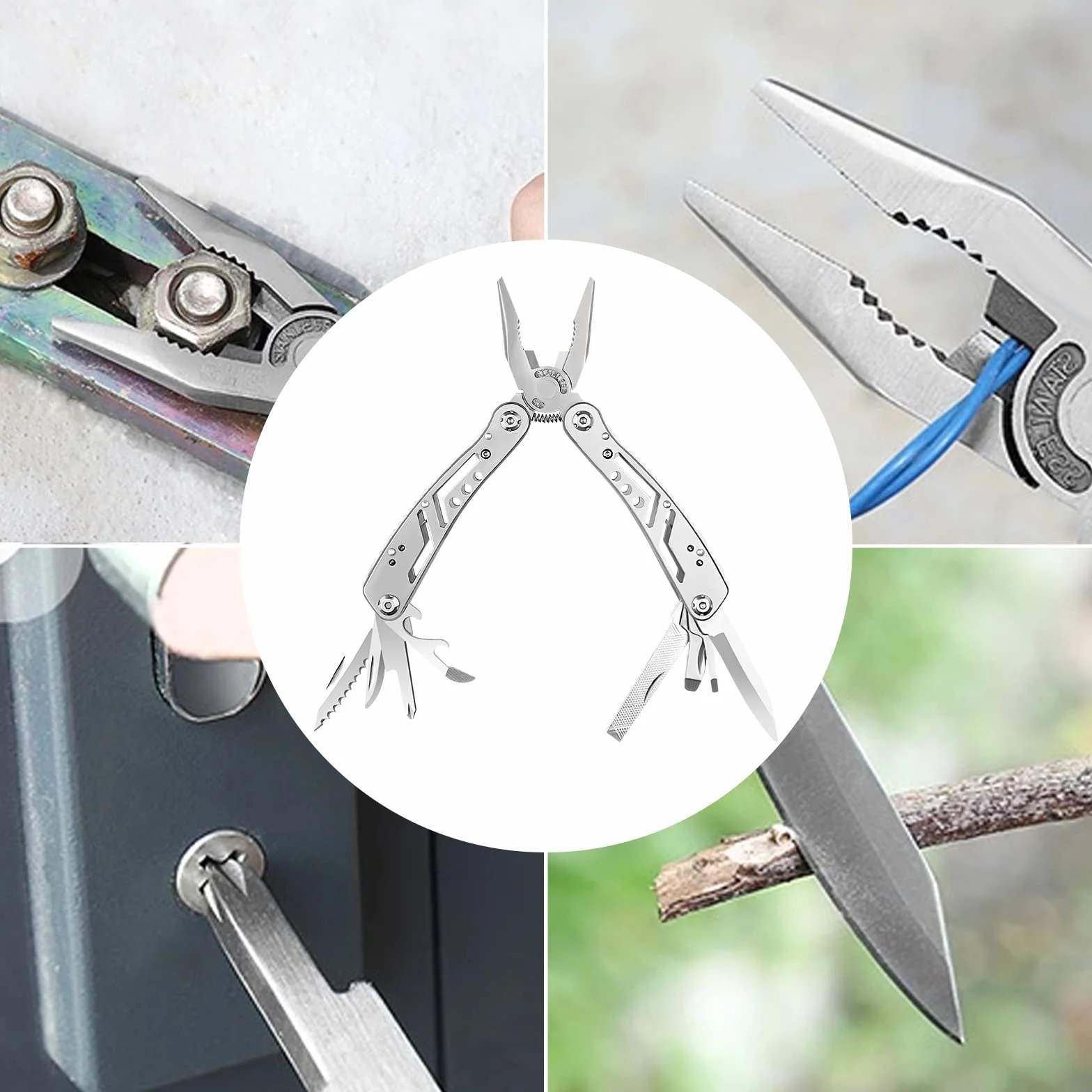 Gvolatee Pinza Multiuso 11 in 1, Pieghevole Multitool Acciaio Inossidabile Cacciavite