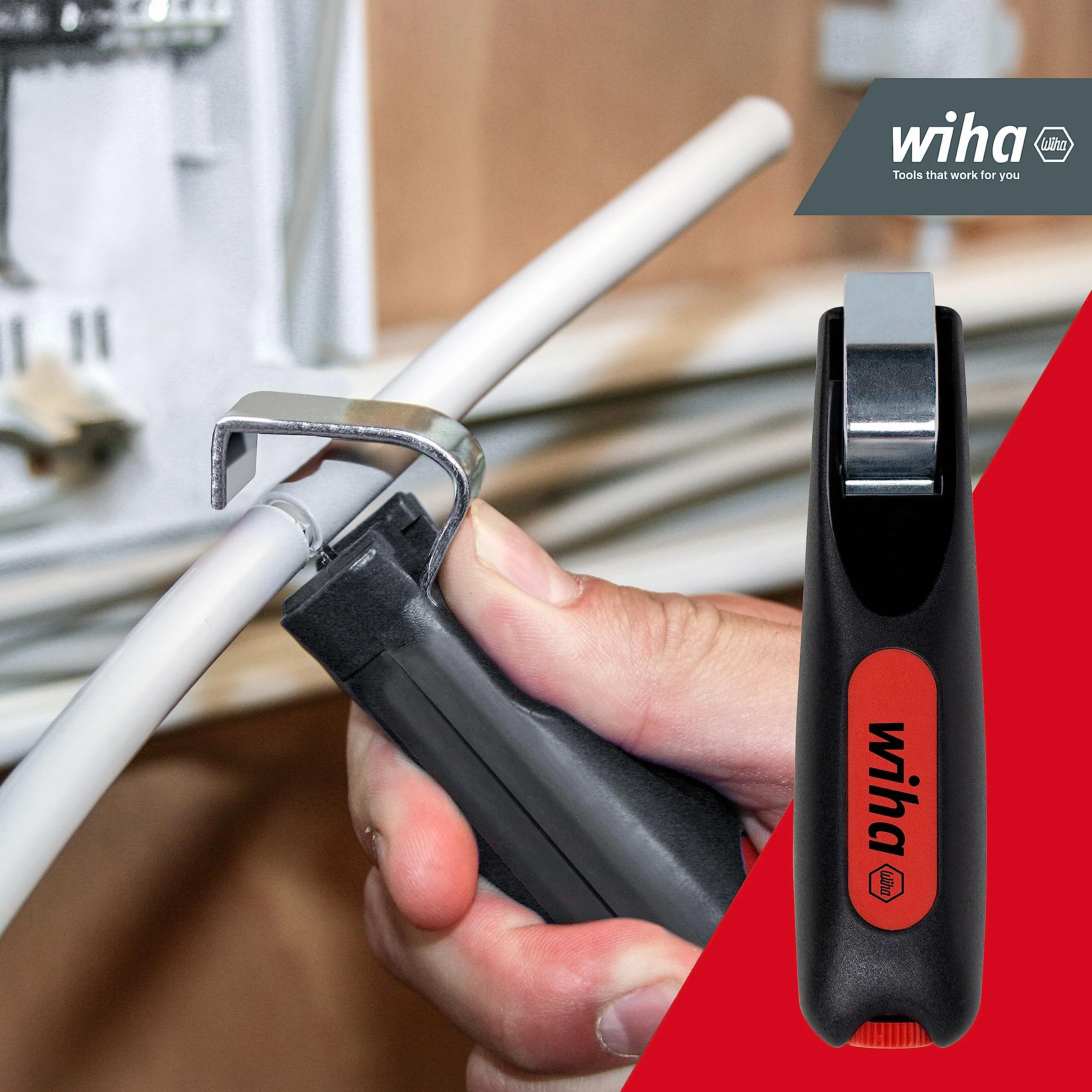 Wiha Herramienta pelacable con cuchilla de arrastre autogirable 130 mm
