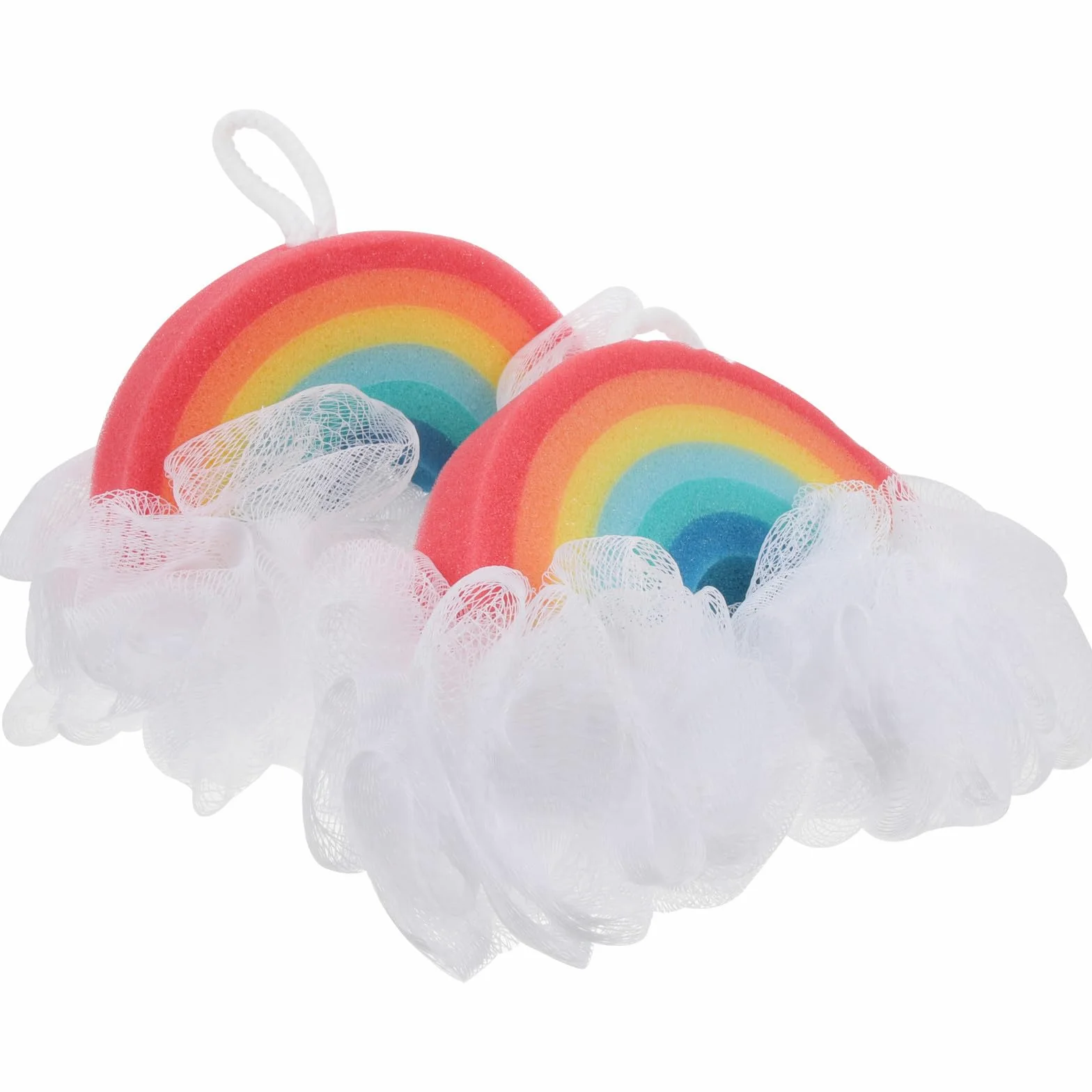INOOMP Spugna da Bagno per Ragazzo Ragazza 2 Pezzi Forma Arcobaleno, Esfoliante e Soffice, Spugna Morbida per Doccia e Scrubber Corpo Divertente e Pratica