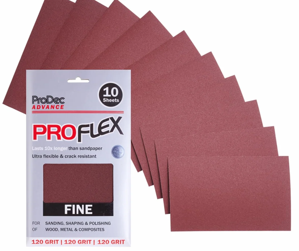 ProDec Advance Proflex Carta Abrasiva Ossido di Alluminio Grana 120 230x140 mm 10 Fogli
