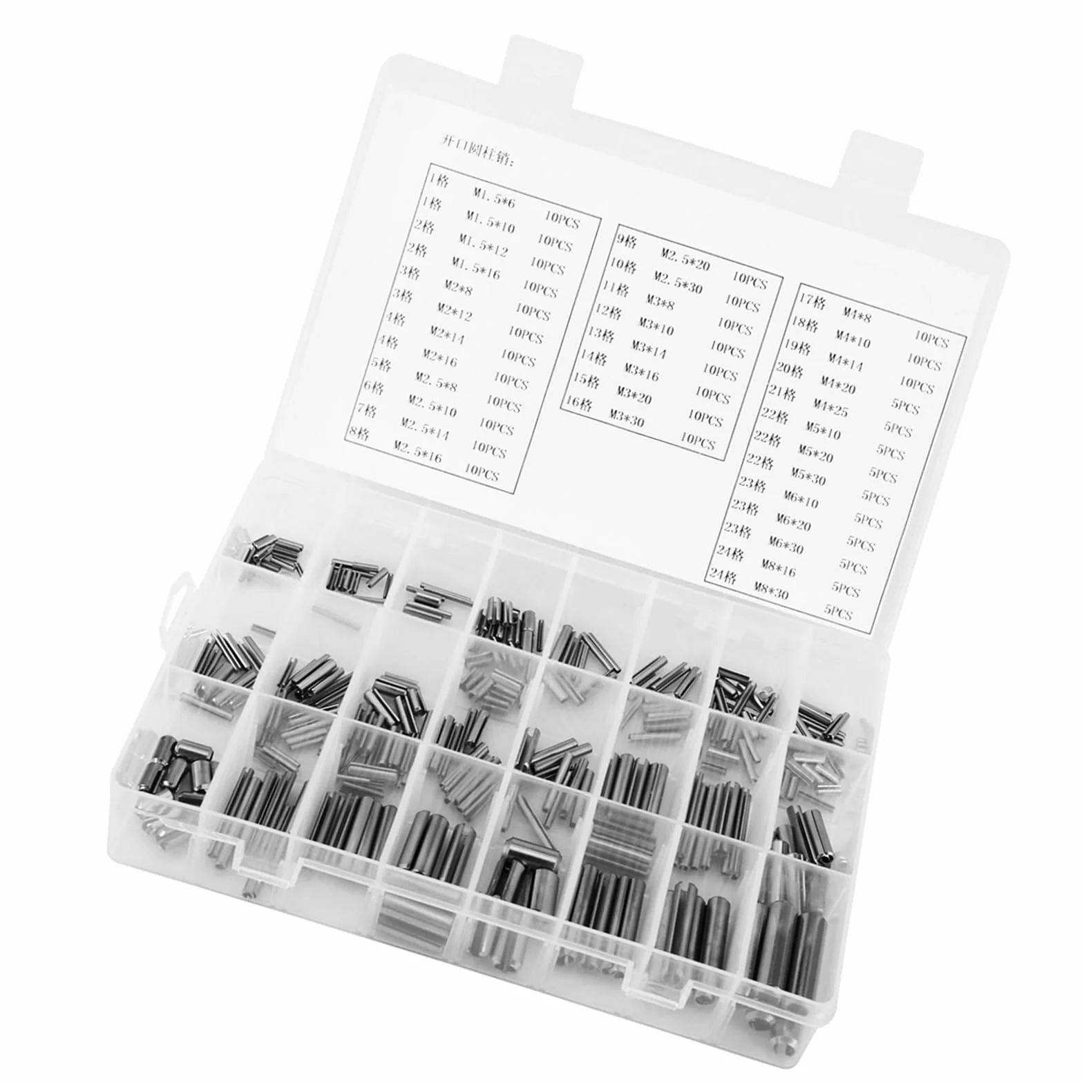 Perno di Collegamento Barre a Molla, Spina Elastica in Acciaio Inox, Set 280 Pezzi M1.5-M8