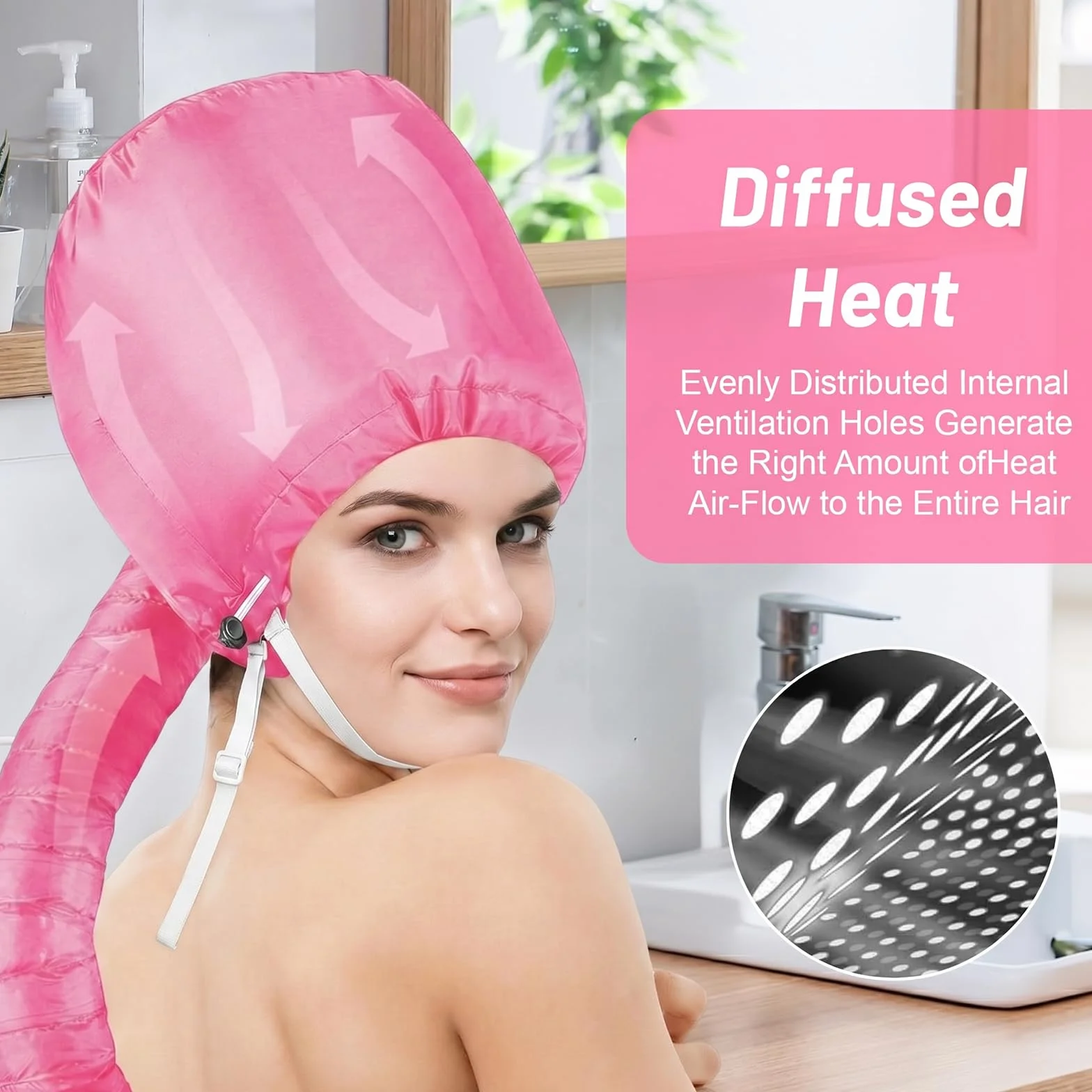 Casco per Asciugacapelli,Caschi per Asciugatura,Bonnet Casco per Asciugacapelli con Elastico per Attacco Phon,Casco Riscaldata Per La Profondo Cura Dei Capelli,Asciugatura,Acconciatura,Arricciatura