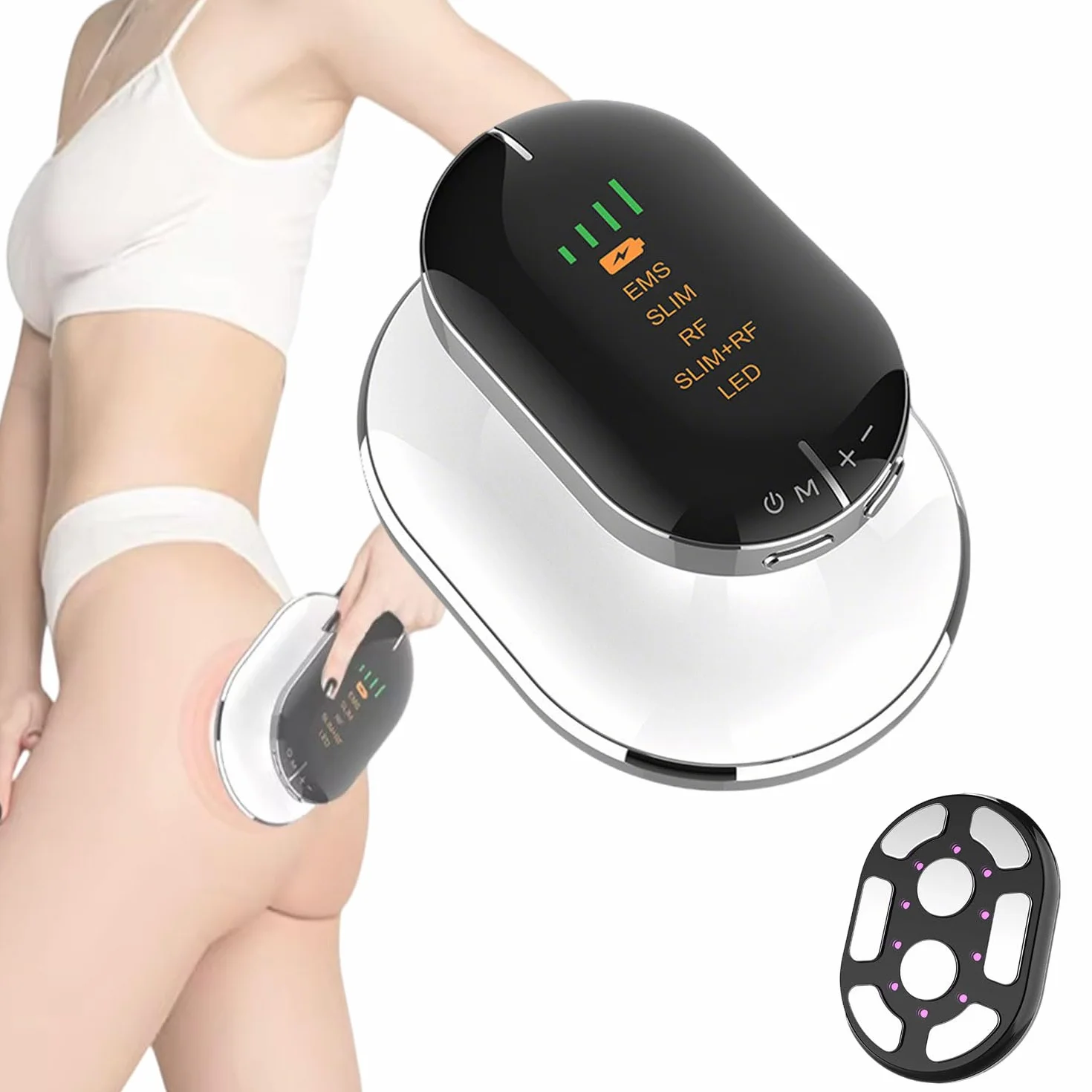 Dispositivo Radiofrequenza Cellulite, Macchina Dimagrante Corpo, Apparecchio PF Radiofrequenza Ems Con Led a 4 Colori Light Wave e 4 Modalità Rassodante Tonificante Corpo Braccia Glutei Addominale