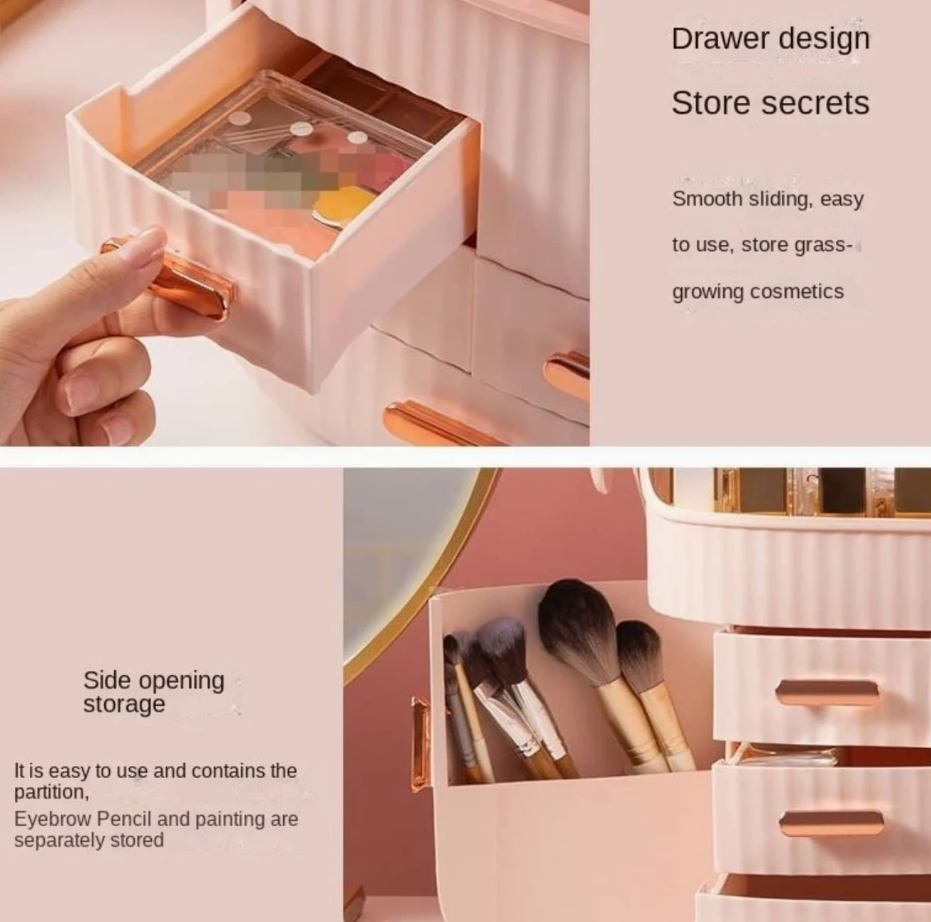 Porta Trucchi,Toeletta Scatola di Immagazzinaggio Cosmetica da Tavolo Organizzatore di Trucchi per La Cura della Pelle Multifunzione Multifunzione