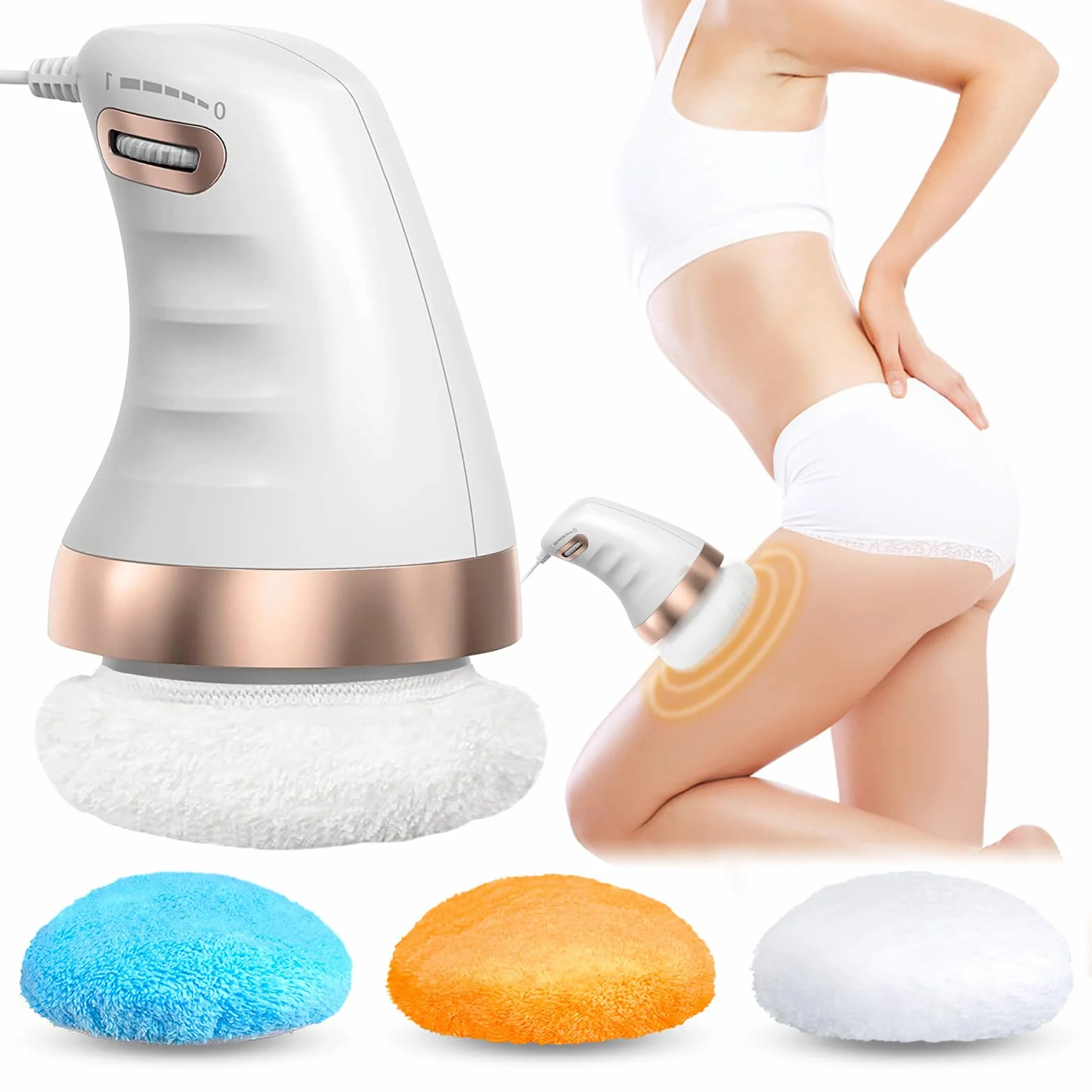 GBKDQQ Massaggiatore elettrico anticellulite con 3 colori, testa in tessuto intercambiabile per pancia gambe e cellulite massaggio lipedema massaggiatore per pelle sollevamento, rassodamento e