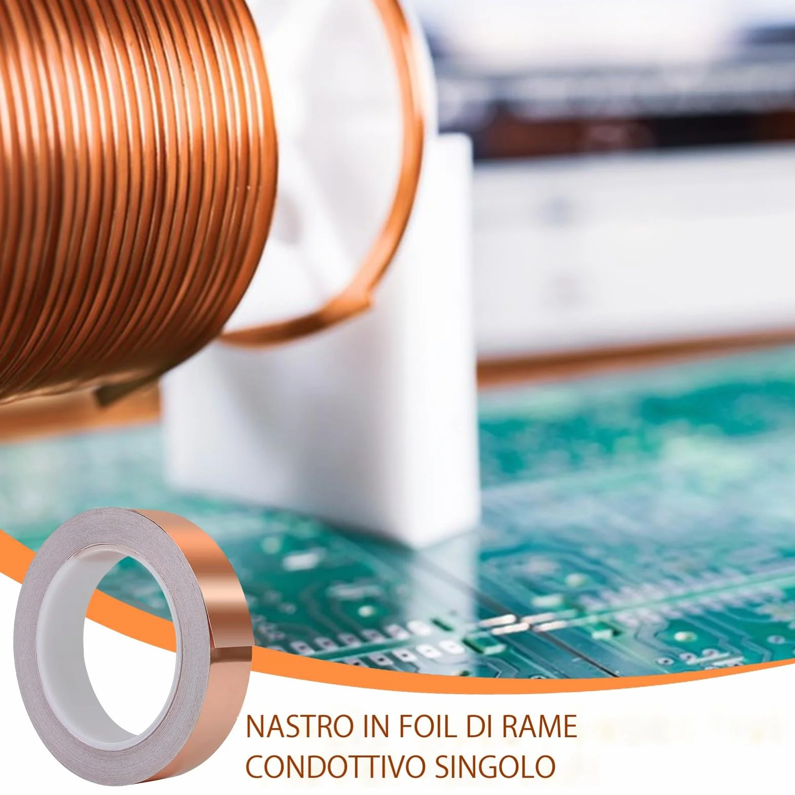 Generico Nastro adesivo in rame 25mm x 20m per schermatura chitarra e riparazioni elettriche