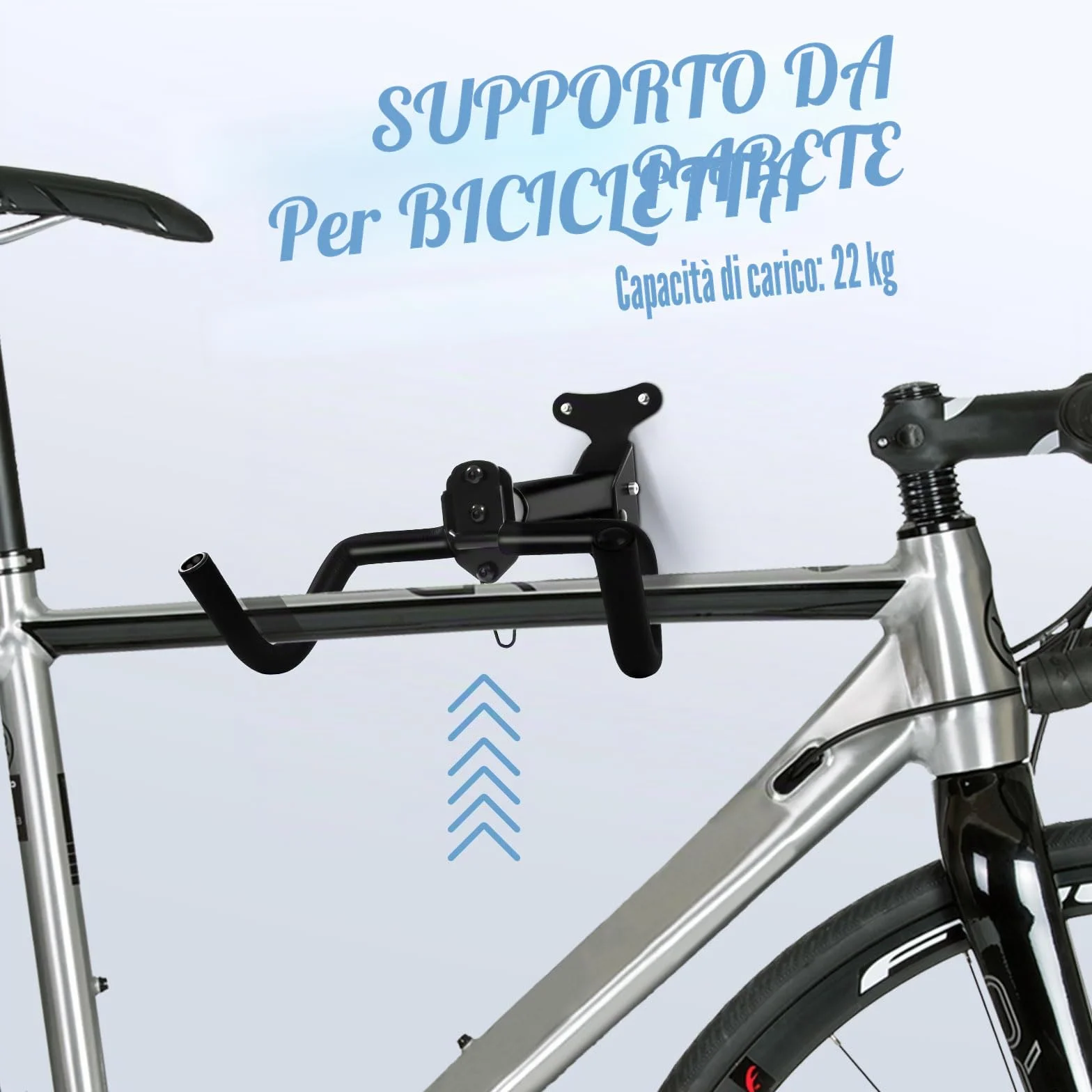 Portabici da Muro Regolabile, Capacità di Carico 22 kg, Supporto in Metallo Robusto