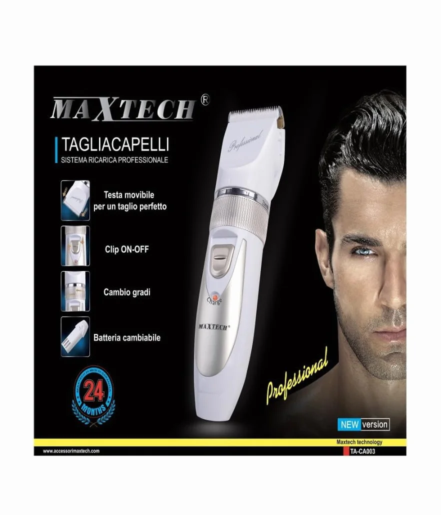 Trade Shop - Tagliacapelli Rasoio Rasatura Batteria Ricaricabile Professionale Maxtech Uomo Ta-ca003