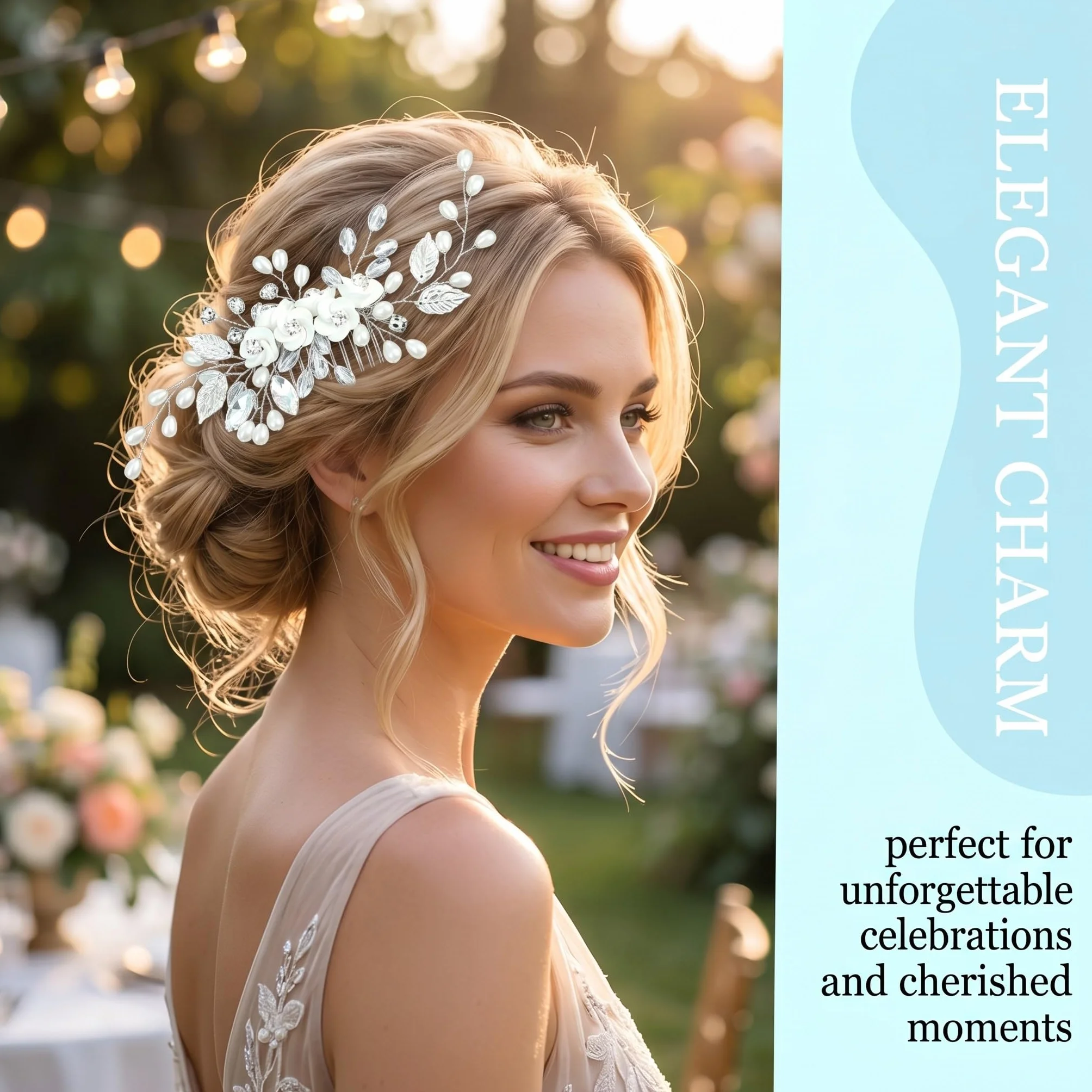 Pettinino argentato per capelli da sposa, Pettine per Capelli da Sposa Fermaglio per Donne e Ragazze, Capelli Sposa Pettine,Accessori Capelli Sposa