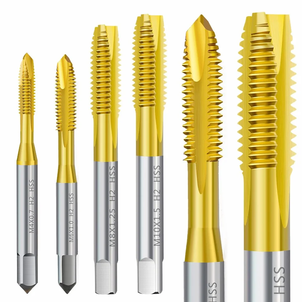 Maschio filettato M3 x 0,5 HSS titanio metrico destra 2 pezzi