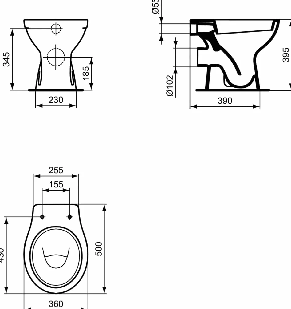Ideal Standard Eurovit WC staccato da parete 360x500x395mm Bianco