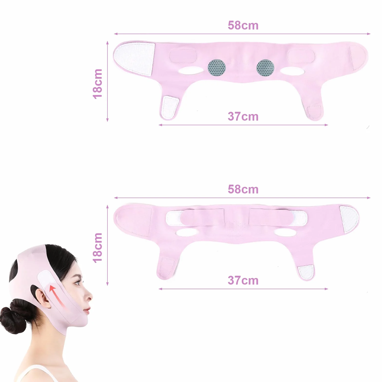 Fascia Doppio Mento, Face Tape Viso Lifting in Graphene, Benda Viso per Modellare e Rassodare il Contorno Facciale, Regolabile, Design Traspirante, adatta a Tutti i Visi, Viola
