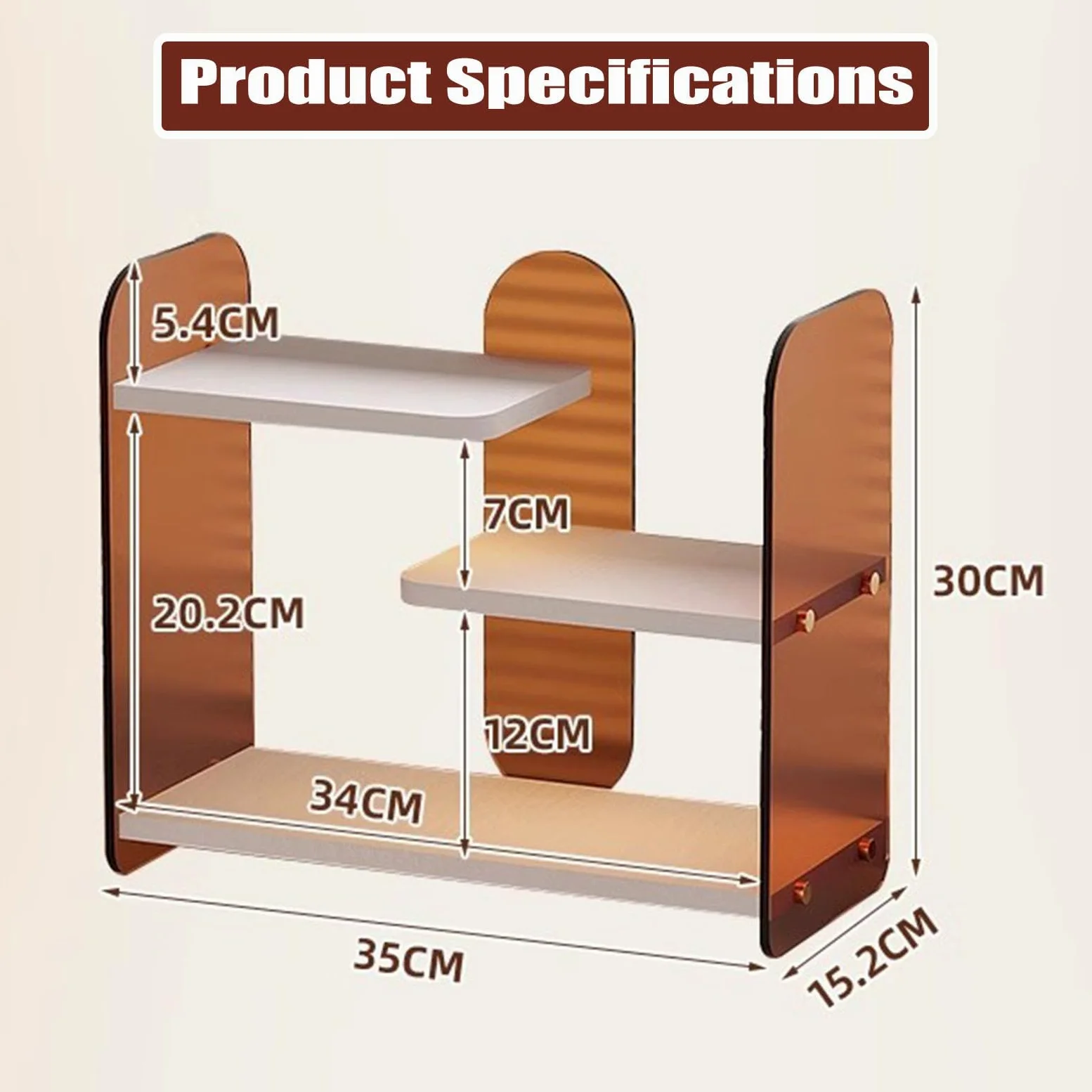 Organizer per trucchi a 3 livelli, in legno e acrilico, per prodotti per la cura della pelle e profumi, organizer per trucchi da banco per bagno e cassettiera