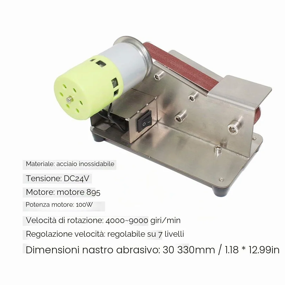 Levigatrice a nastro 100W, Affilatrice per coltelli 15° 7 livelli, Lucidatrice regolabile con 10 strisce