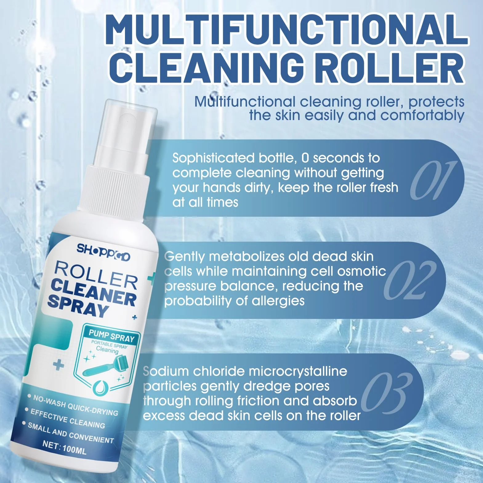 Microneedling Viso Roller Cleaner, Derma Roller Cleaner, Spray Roller Cleaners, Adatto per Rulli, Microaghi, Derma Stamp, Pulizia Rapida ed Efficiente, 100ml
