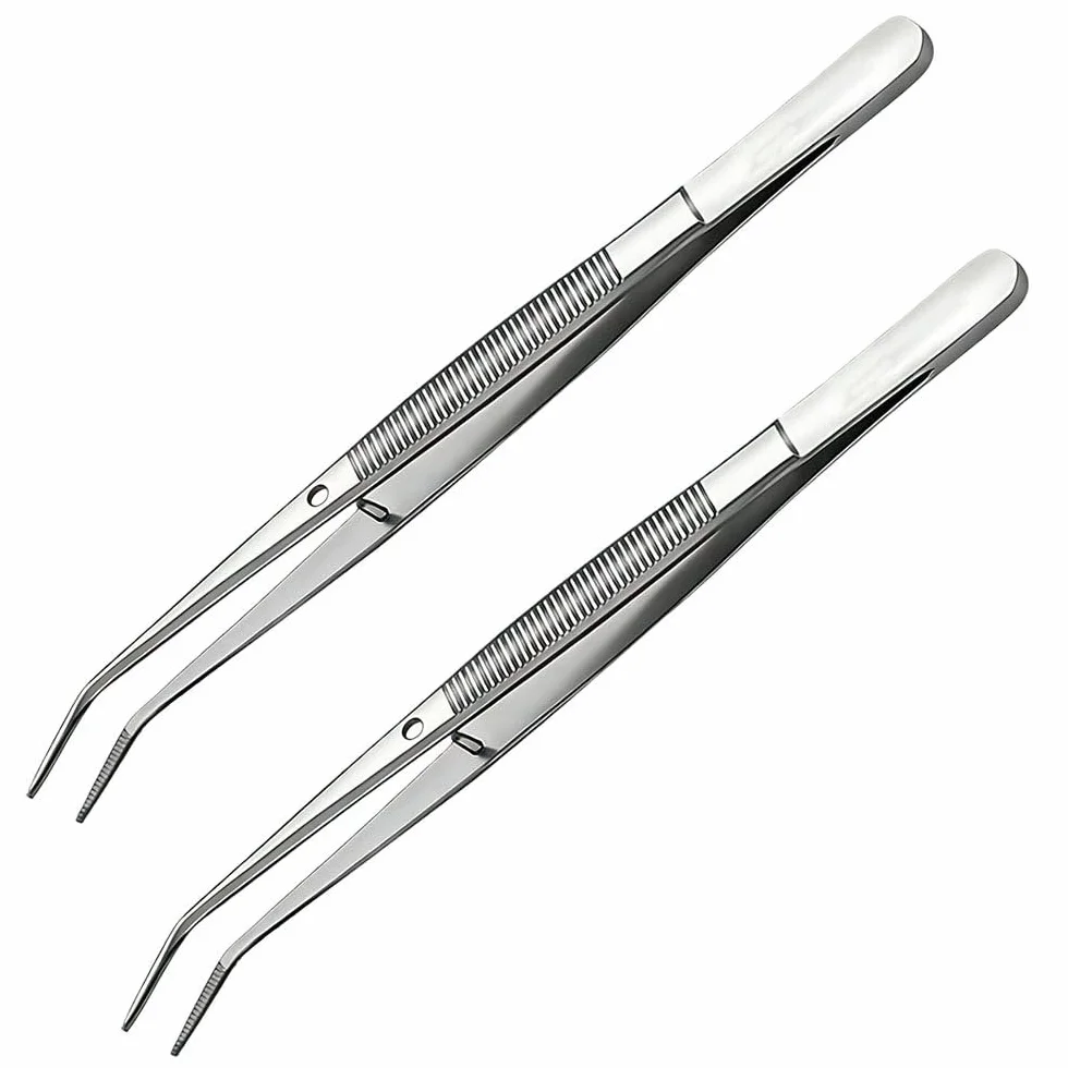 Pinzette in Acciaio Inox Multiuso, 2 Pcs Pinze Curve Lunghe