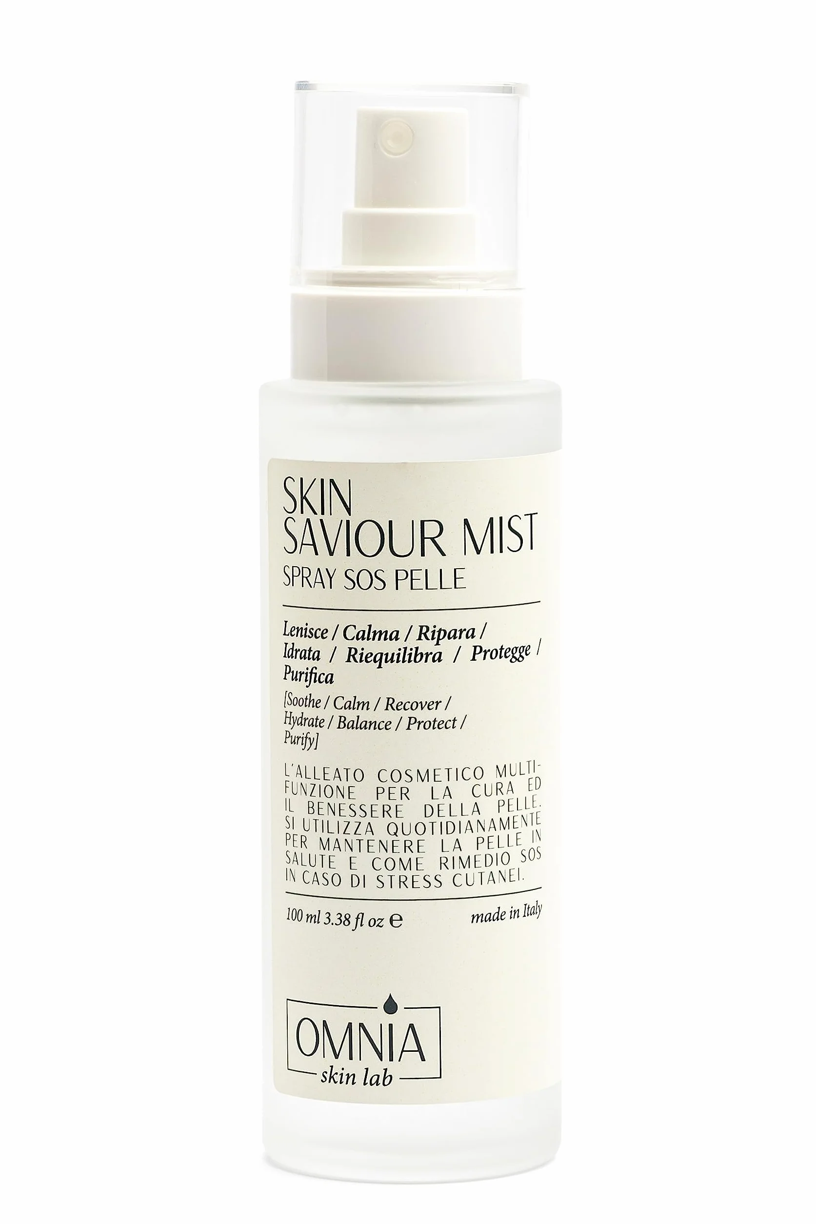OMNIA Skin Saviour Mist Viso e Corpo Multiuso 7 in 1 Naturale con Acido Ipocloroso Spray Viso Lenitivo, Calmante, Riparatore, Idratante, Riequilibrante, Protettivo, Purificante, Anti acne