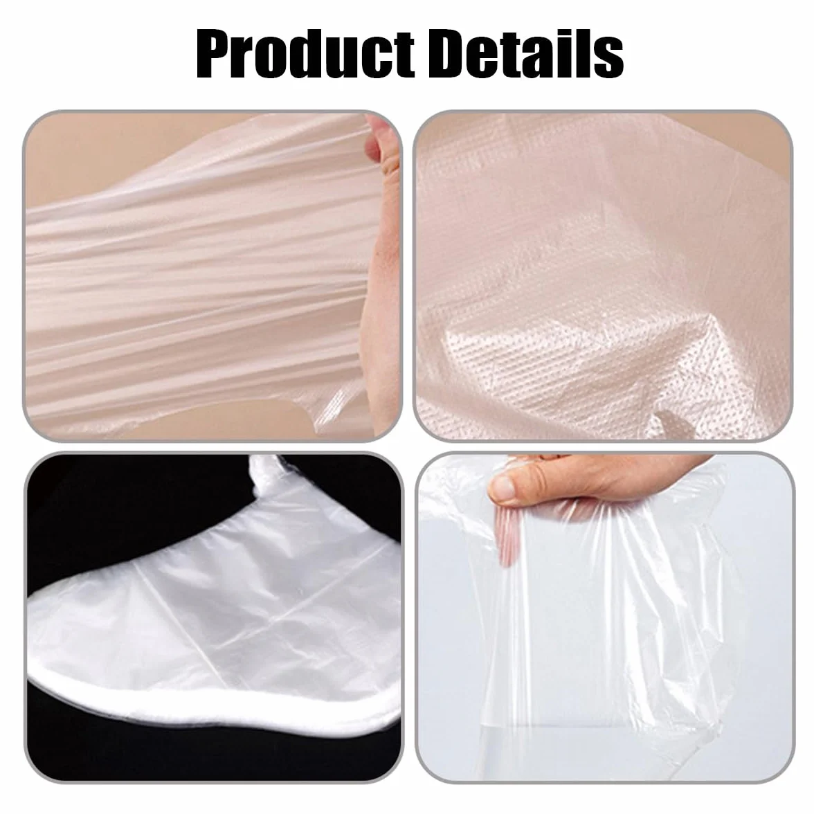 LEEQ Calzini USA e Getta in plastica e Guanti monouso - Plastica Trasparente Monouso Stivaletti, Fodere da Bagno in Cera paraffina per Piedi, per Pedicure Hot Spa Cera Trattamento(200pcs)