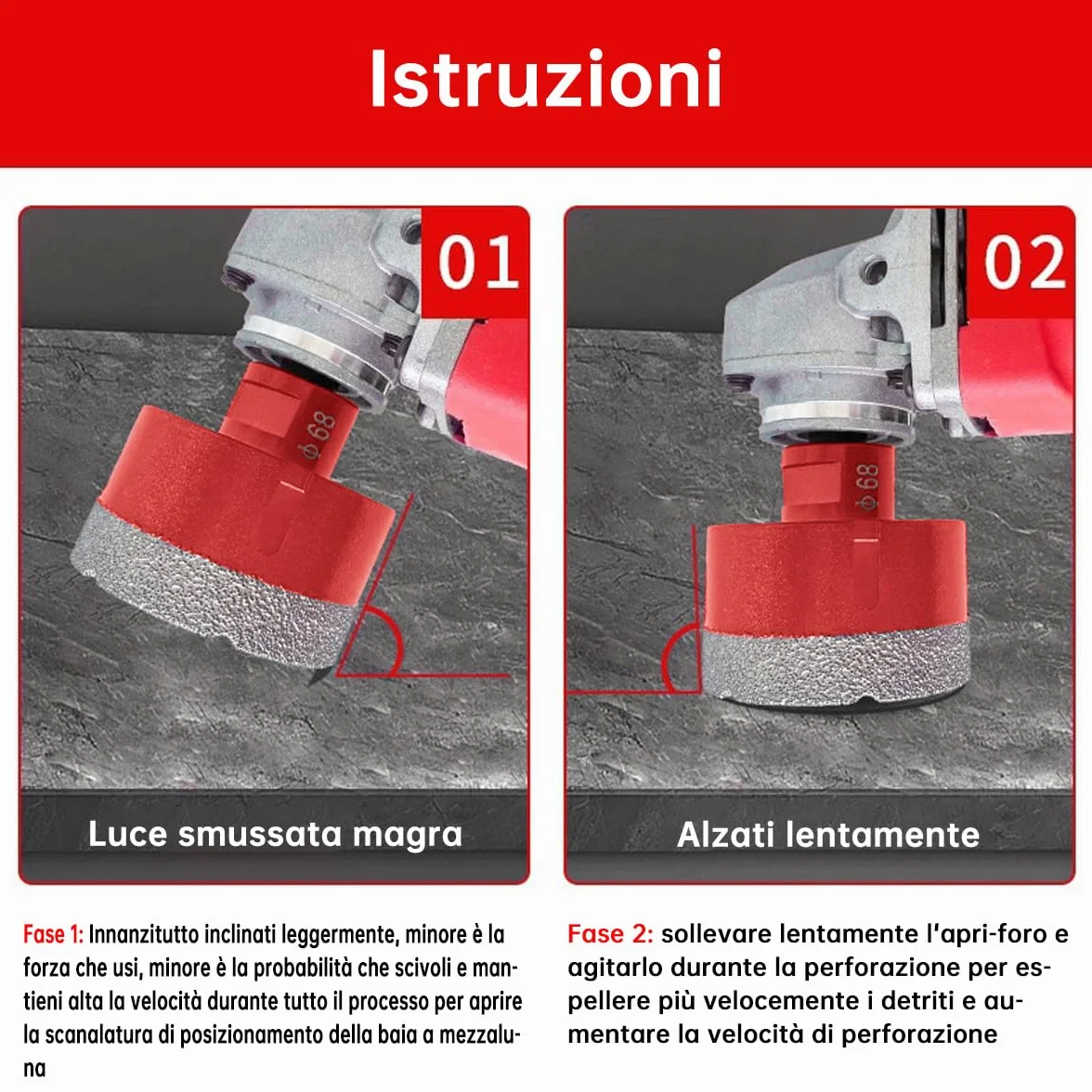 SUQIN 6mm Punta Per Trapano Diamantata con M14 Filetto Vacuum Brasato Fresa Diamantata Per Piastrelle Porcellana Ceramica Granito
