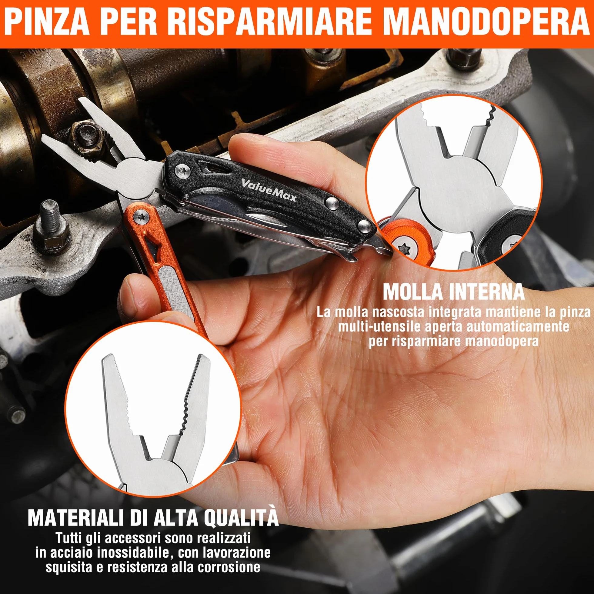 ValueMax Pinza Multifunzione 9 in 1, Strumento Multiuso per Campeggio e Riparazione