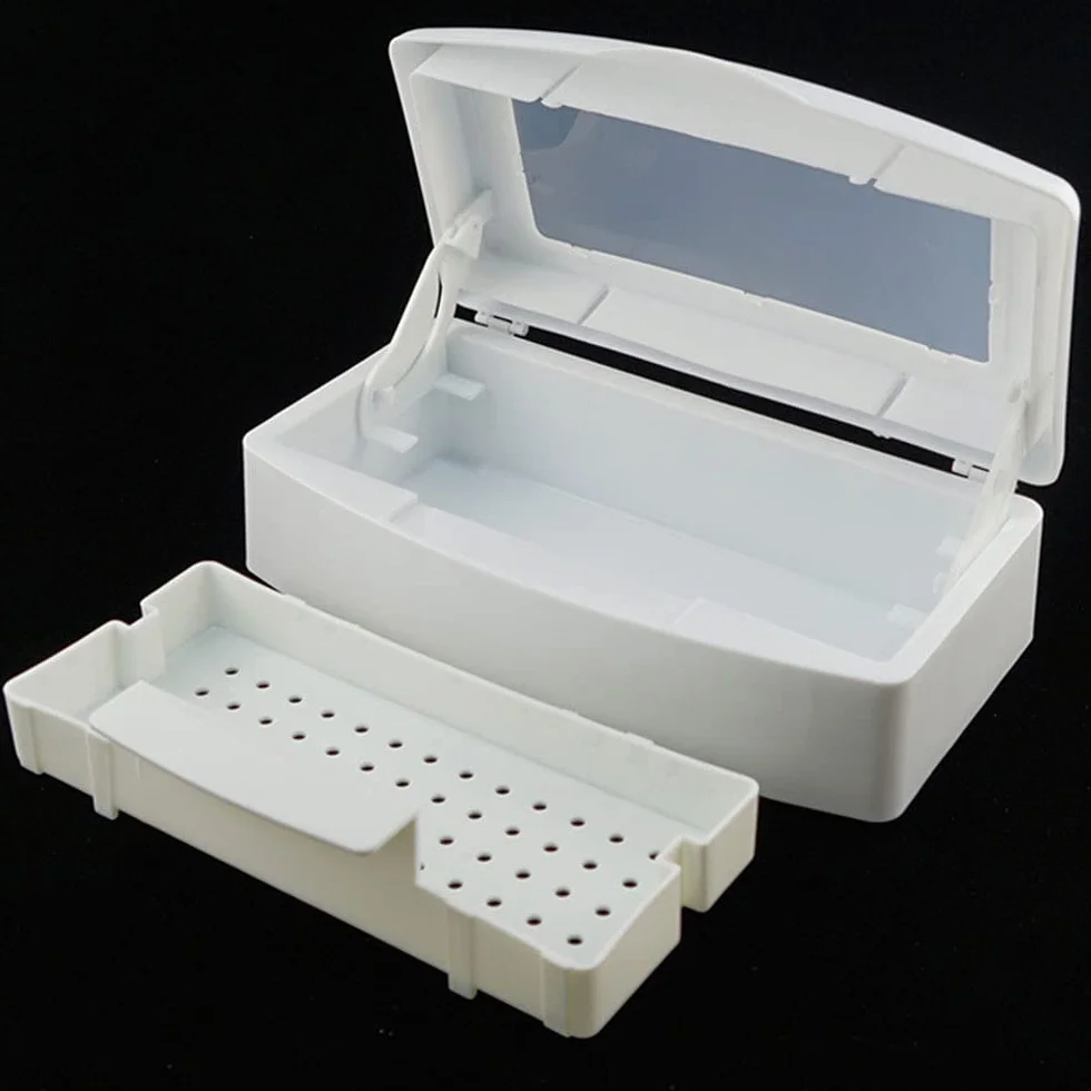 2 vaschette per sterilizzazione barbicida, con coperchio trasparente, contenitore sterilizzatore per strumenti per manicure e disinfezione pulita
