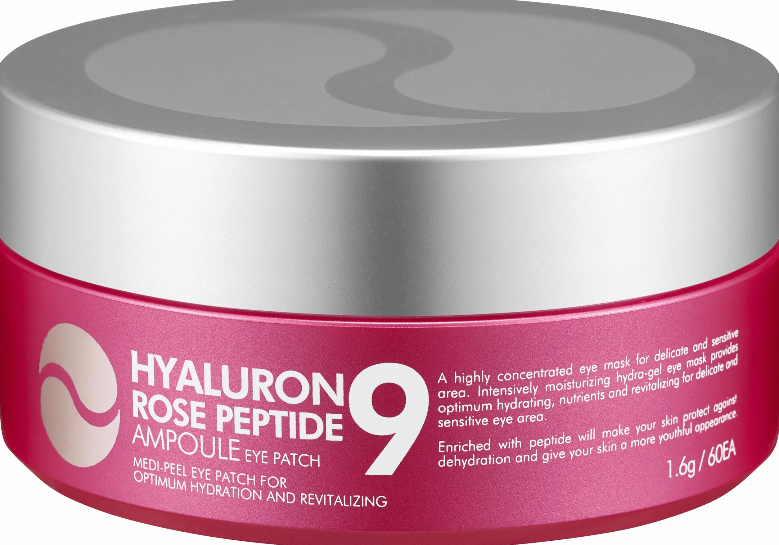 MEDI-PEEL Maschera per il Trattamento della Pelle Hyaluron Rose Peptide 9, Cerotto per Occhi in Fiala, 60 Cerotti, 1,6 g ciascuno