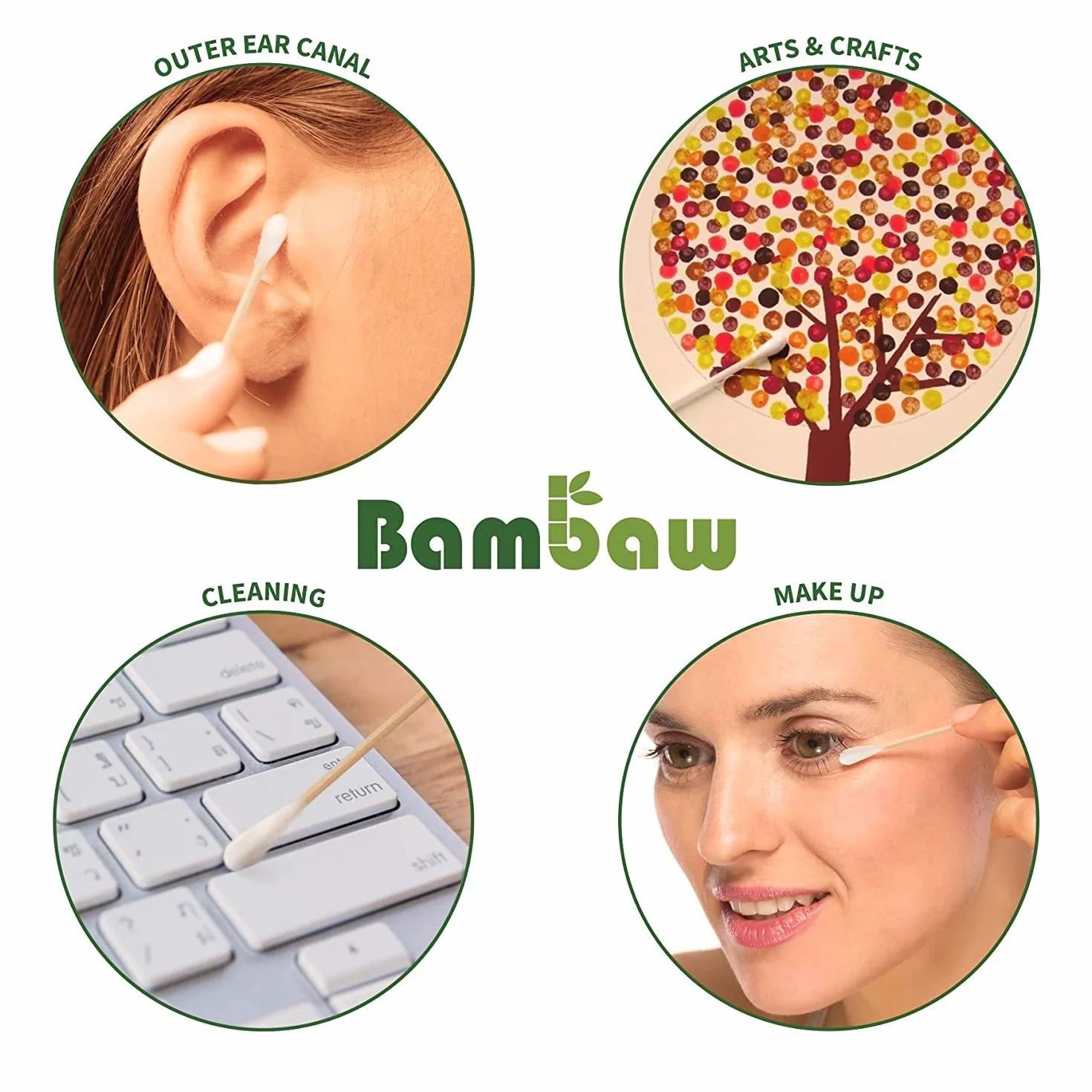 Cotton Fioc | Cotton Fioc ecologici| Tamponi di Cotone| Bastoncini in legno | Eco Friendly | Confezione di Cartoncino Riciclato|Biodegradable | 800 pezzi| Bamboo
