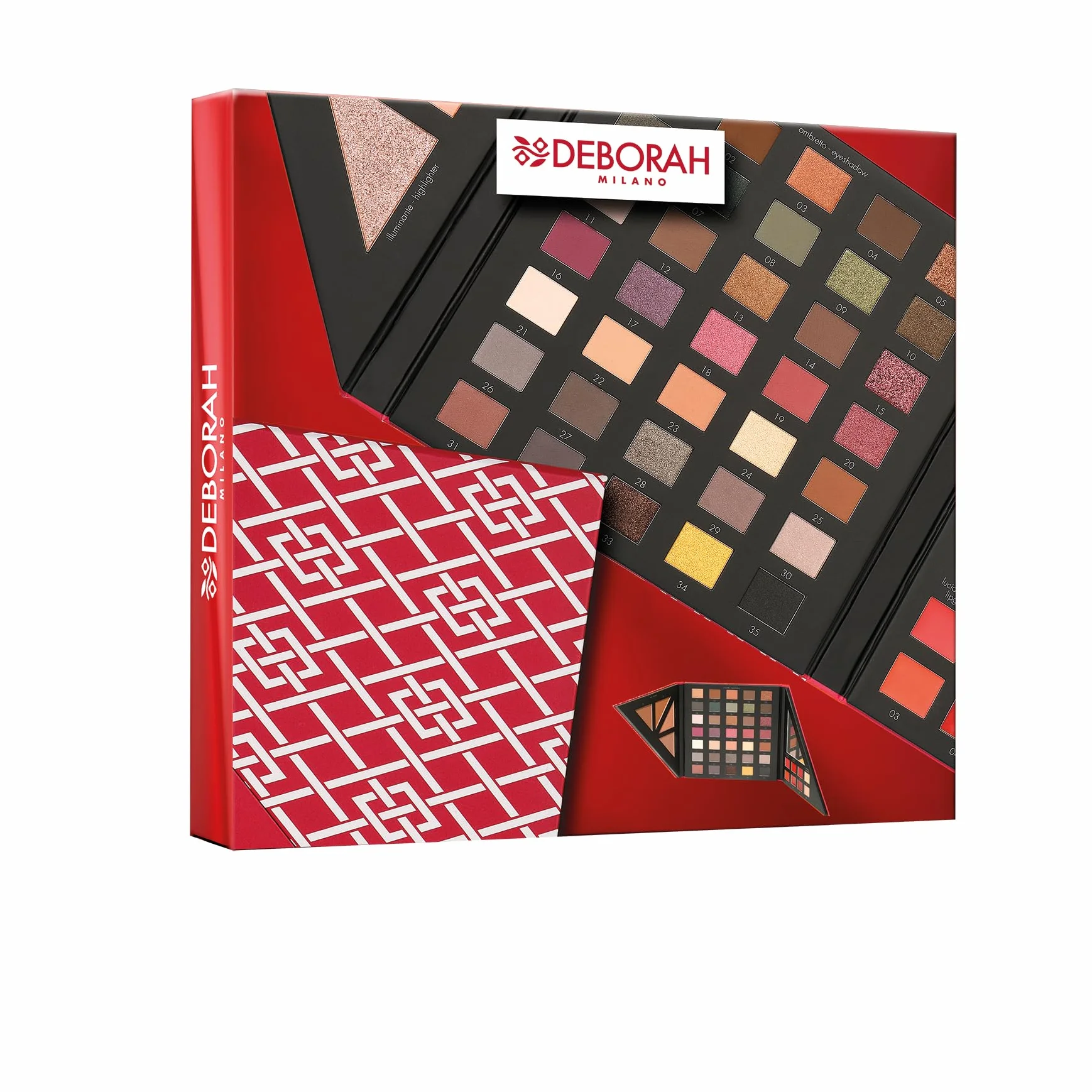 Deborah Milano - Trousse Set Regalo Donna Make Up Beauty Gift n.3 Medium Toni Caldi, Include Palette di Ombretti, Gloss, Rossetti e Polveri Viso dai diversi Finish e Colori, in Carta FSC