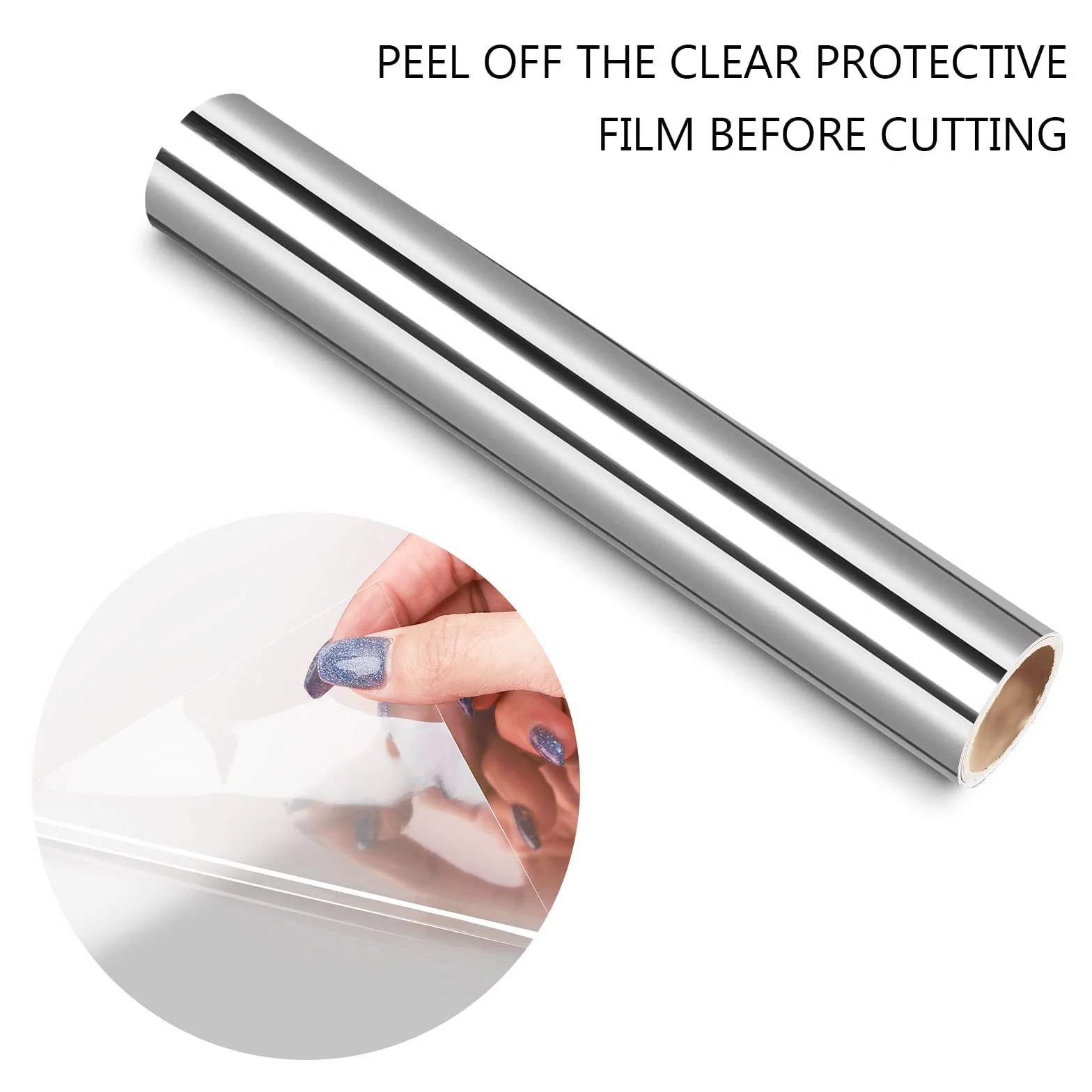 TECKWRAP Rotolo di vinile adesivo adesivo argento cromato 1ft x 5ft