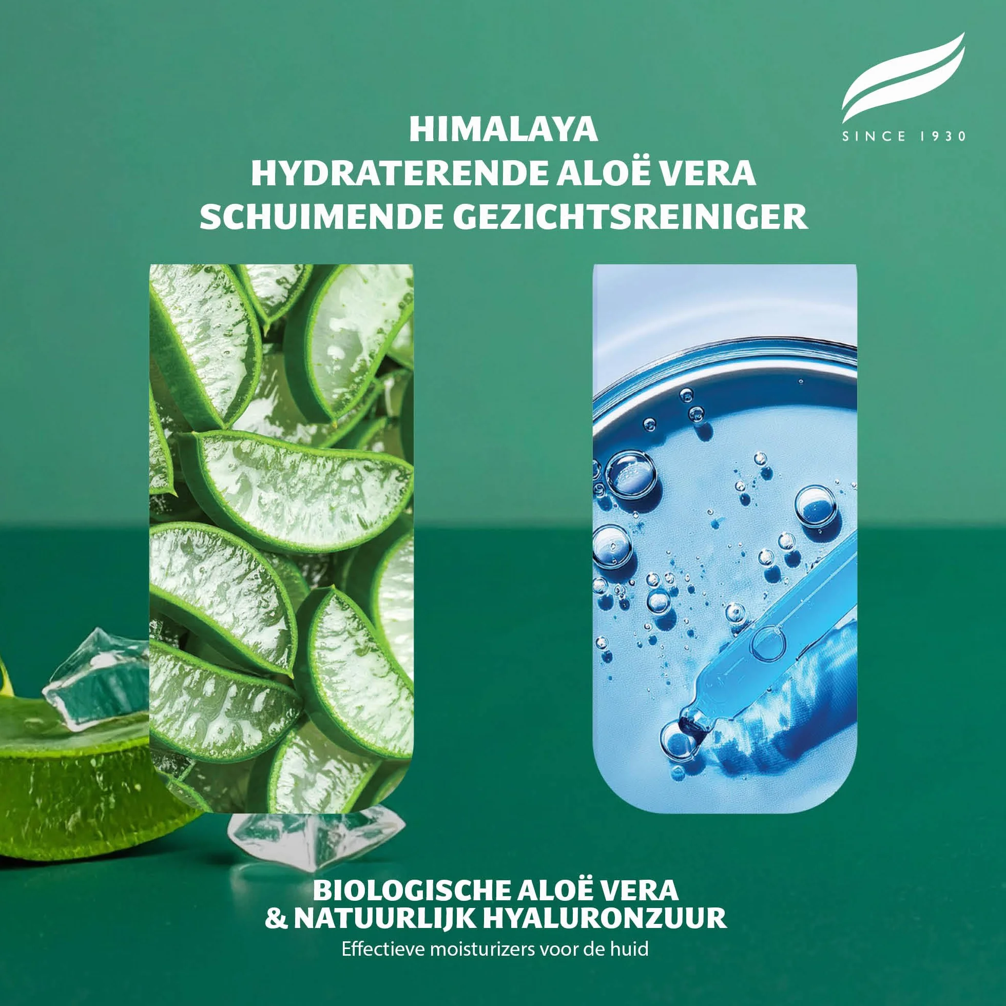 Himalaya Detergente Schiumogeno Idratante con Aloe Vera Biologica e Acido Ialuronico Naturale, per pelle secca e spenta, 98% ingredienti di origine naturale, dermatologicamente testato, 150 ml
