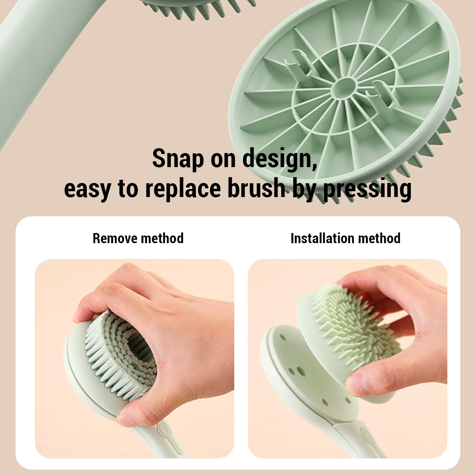 Jeffergarden Scrubber Elettrico per la Schiena, Spazzola per il Corpo in Silicone con 2 Testine e 4 modalità di velocità per la Pulizia e il Massaggio per la Routine del Bagno