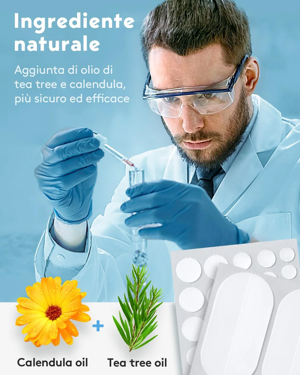 LitBear Grandi patch per brufoli in 5 misure per brufoli grandi, patch per acne per viso e corpo, trattamento macchie acne con olio di tea tree e calendula e idrocolloide (80 patch)