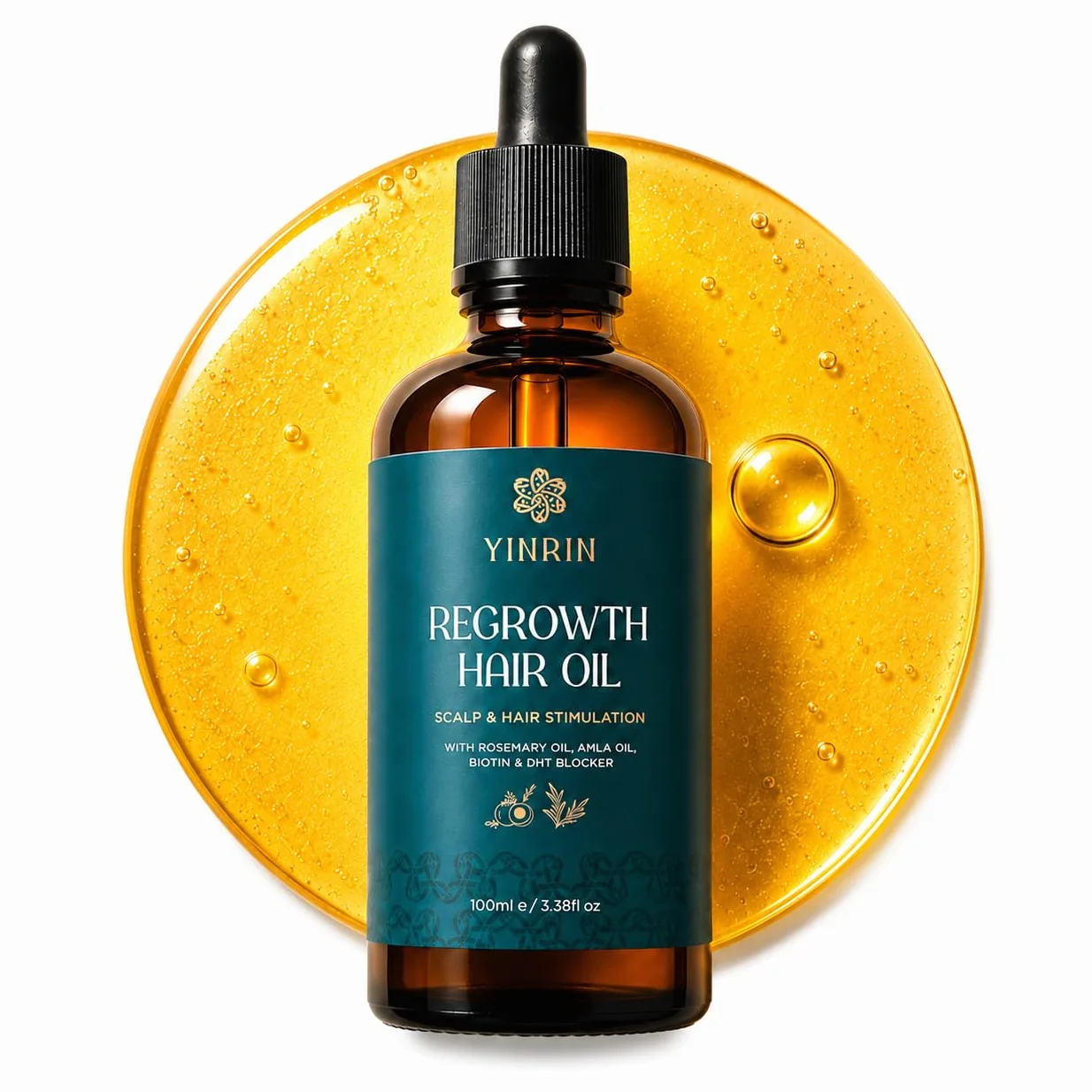 Olio per la crescita dei capelli con rosmarino, Saw Palmetto, biotina e amla, trattamento contro il DHT del cuoio capelluto per diradare i capelli, perdita di capelli, bordi e locs, olio per capelli