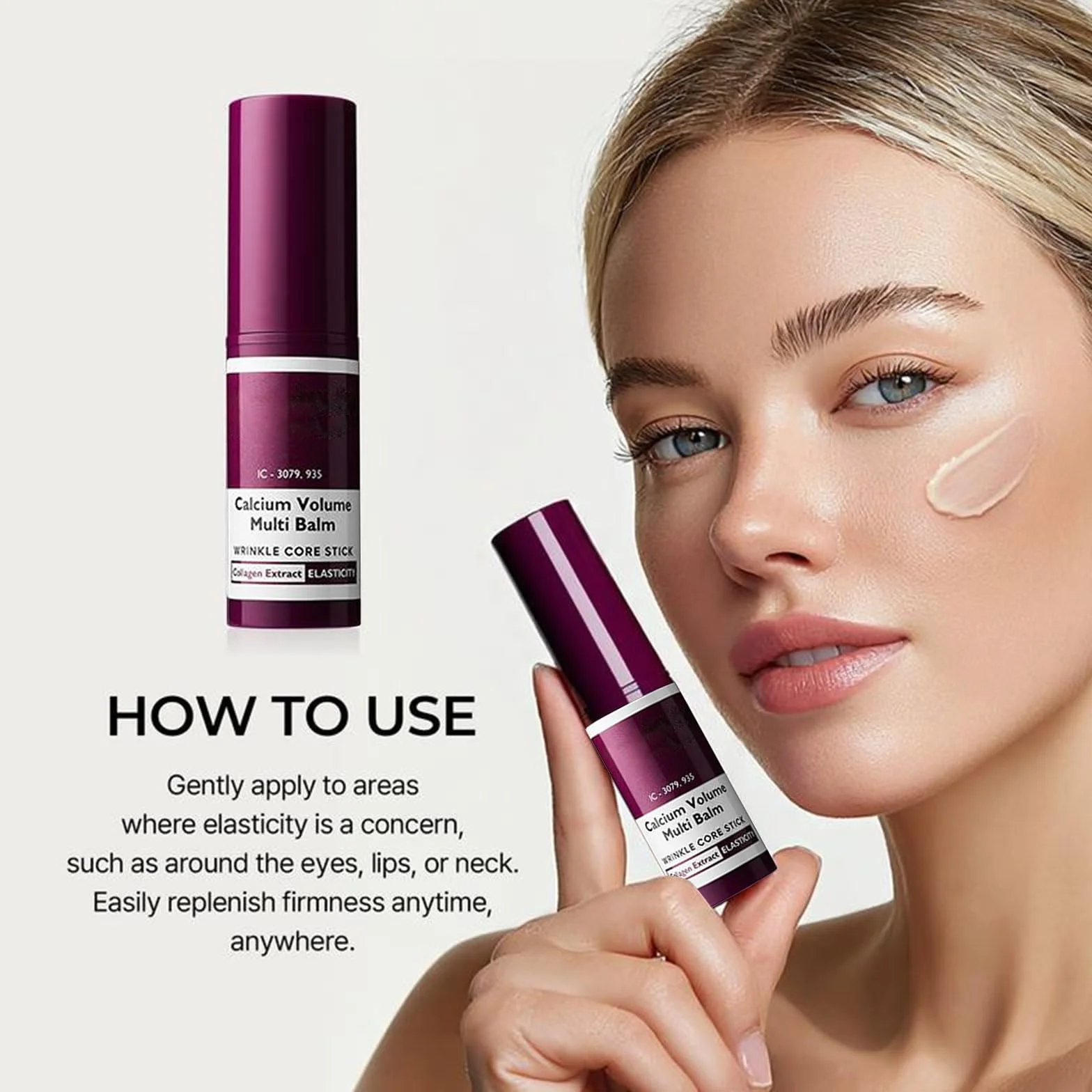 2 pezzi Calcium Volume Multi Balm Stick Balm Balsamo Oculare Multifunzionale Balsamo Arricchito Con Collagene Anti-Aging & Firming Skincare Stick Stringe La Pelle Ripara e Idrata