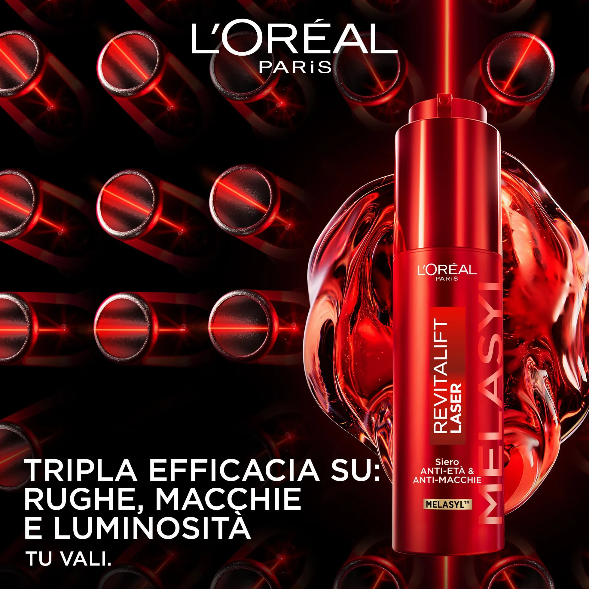 L'Oréal Paris Siero in Crema Anti Età Tripla Azione su Rughe, Macchie e Luminosità, Con Vitamina C, Niacinamide e Melasyl, Revitalift Laser Melasyl, 50ml